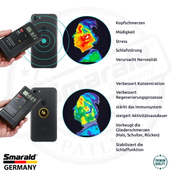 Radiation protection sticker for electronic devices, smartphone G5 EMF reduction Healthy Gold square properties