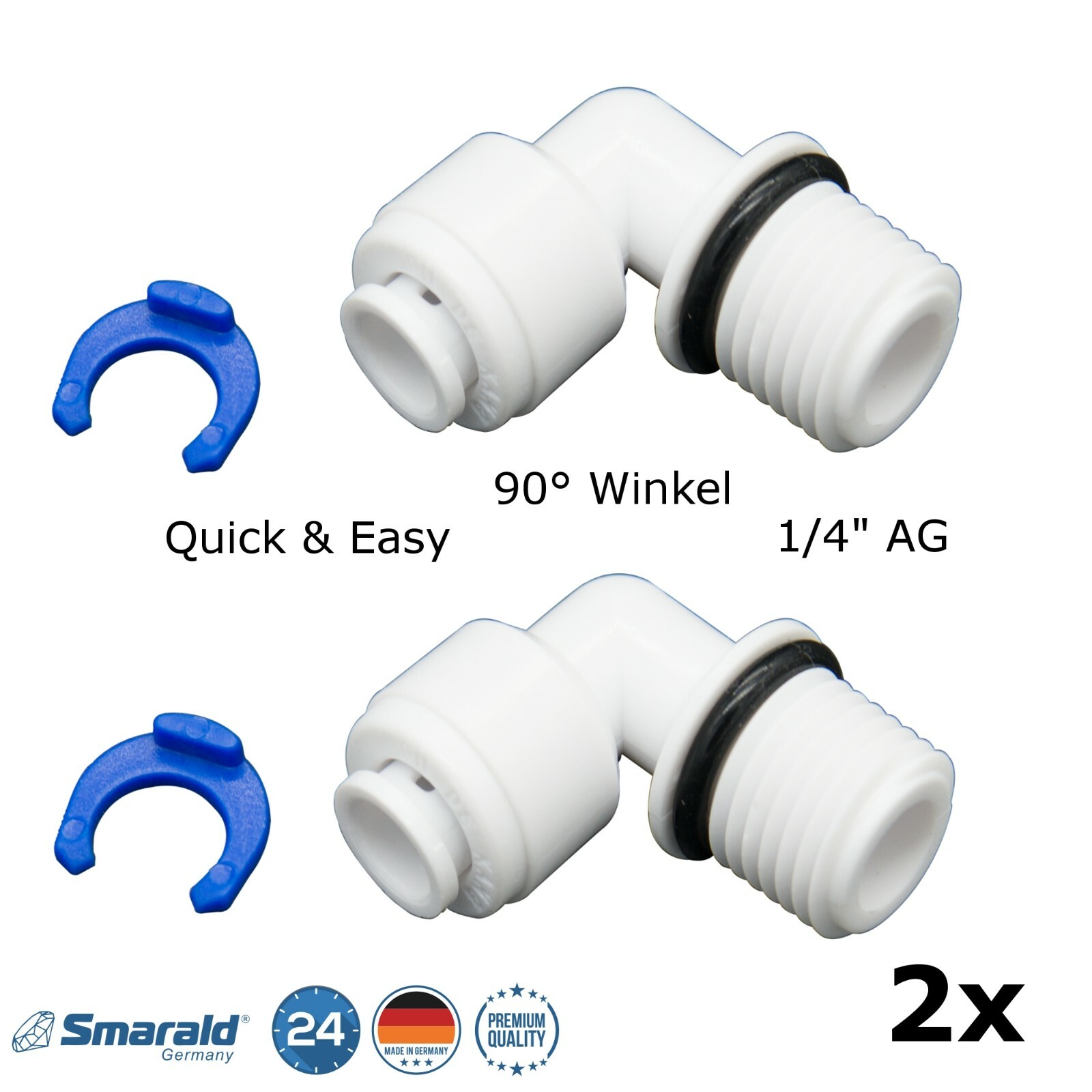 Gewinde-Fittings 1/4" AG × Quick&Easy 6,5 mm – 2er-Set