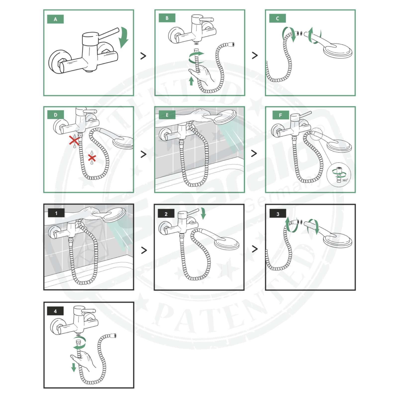 Bidet-Handbrause mit Hebel, Halter & Schlauch – Set