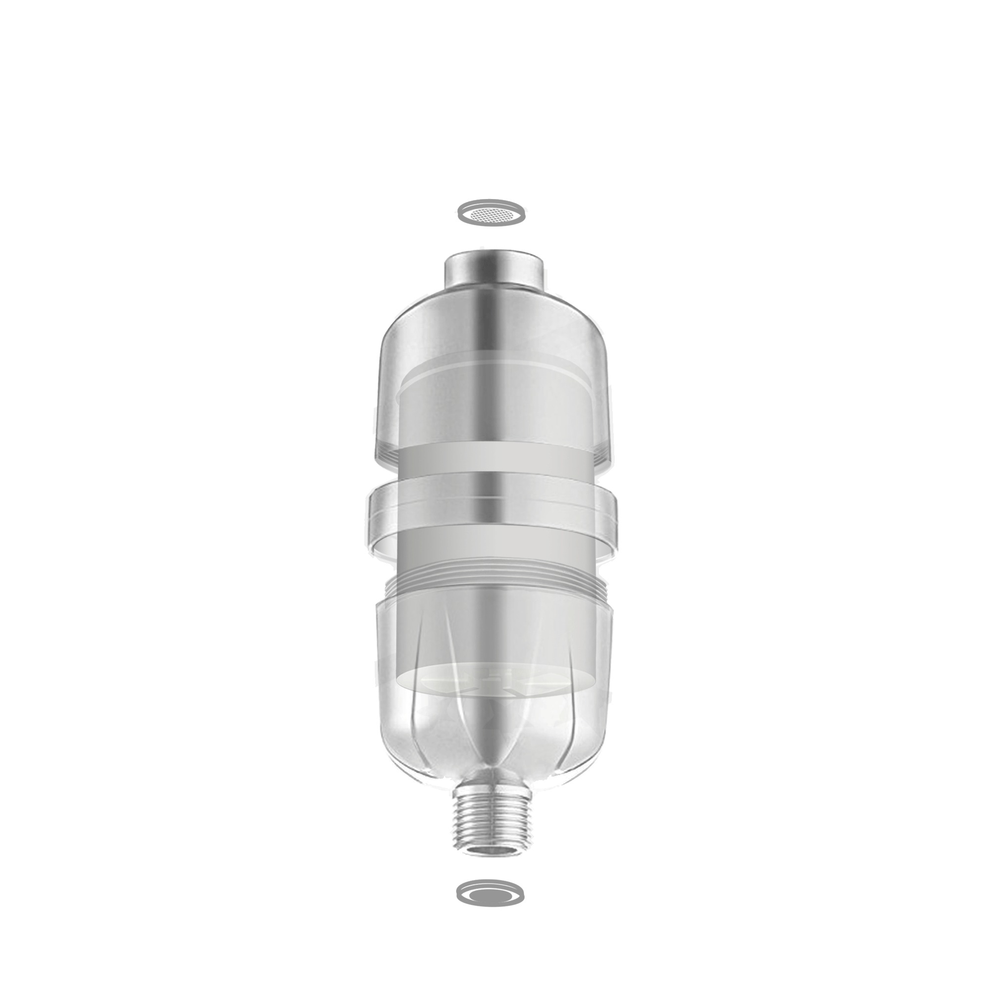 Duschfilter DF-008 – Aufbau mit Kartusche und Dichtungen