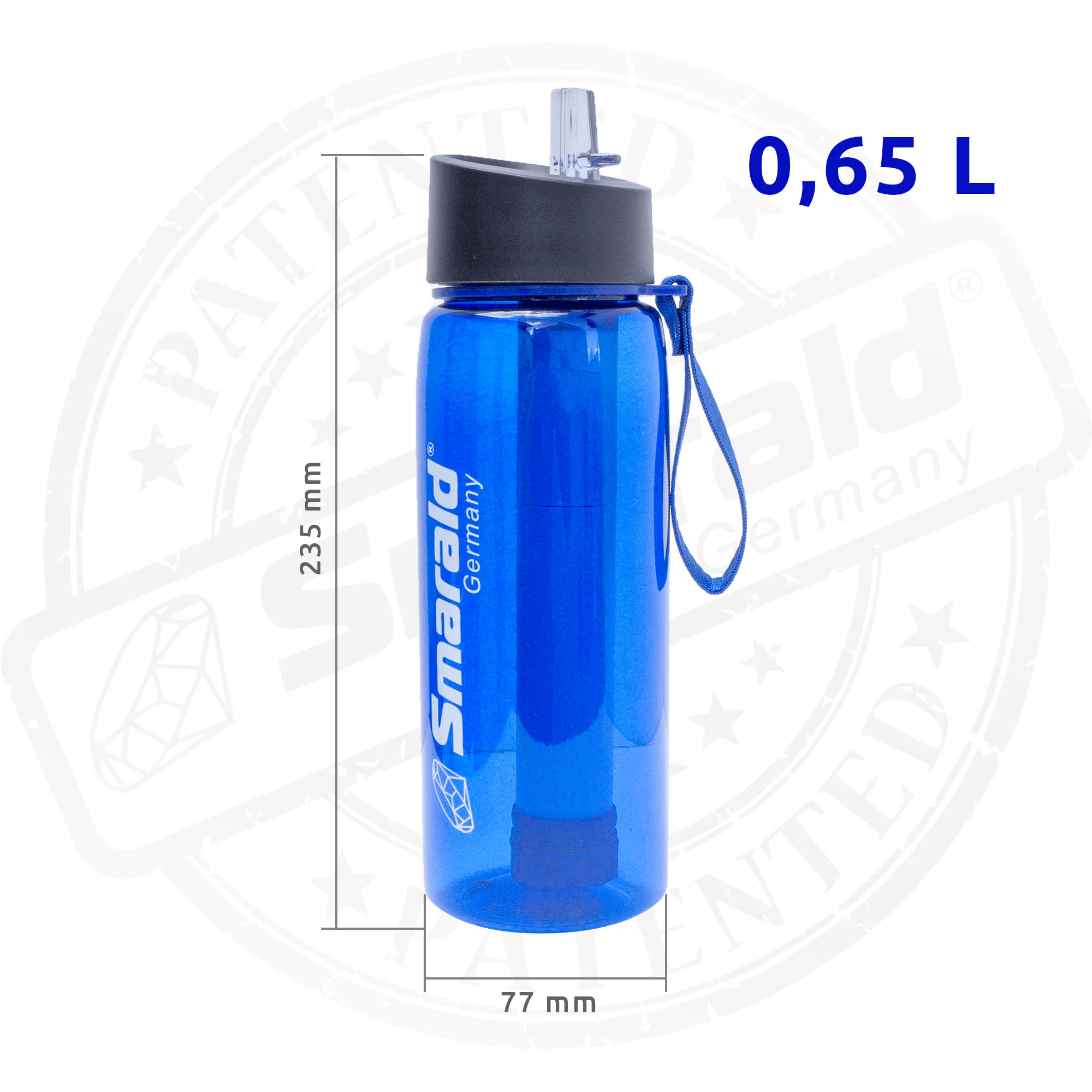 Outdoor-Trinkflasche mit 2-Stufen-Filter 0,1 µm
