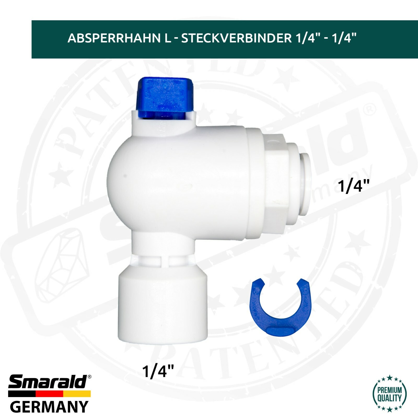 L-Absperrhahn / Spülventil 90° mit Steckanschluss
