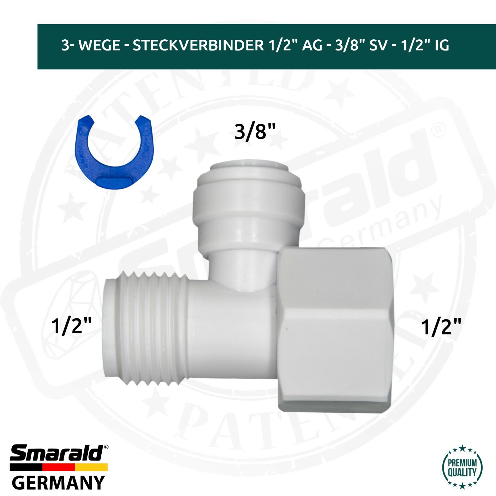 3-Wege-Adapter 1/2" mit Steckanschluss für Osmoseanlagen