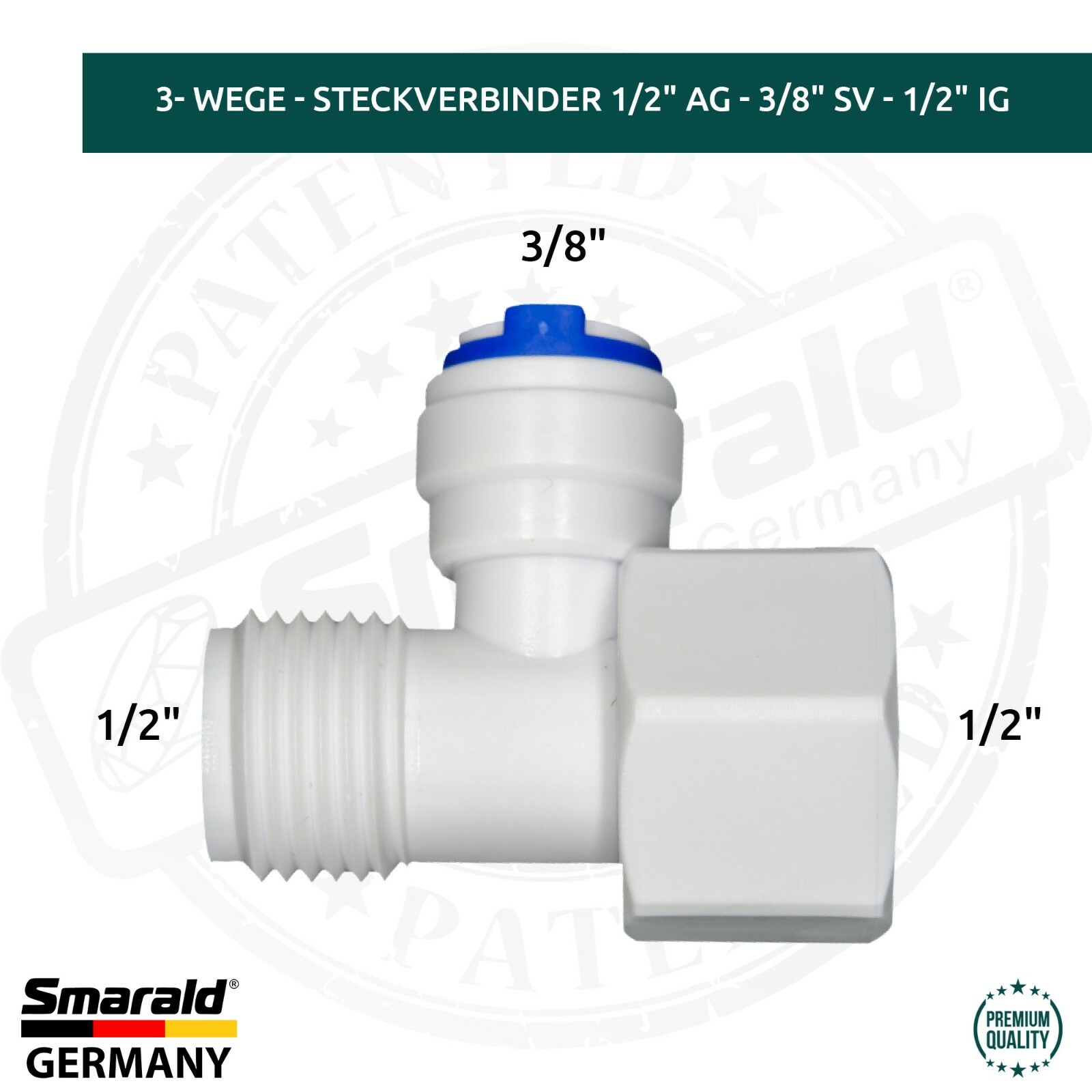 3-Wege-Adapter 1/2" mit Steckanschluss für Osmoseanlagen