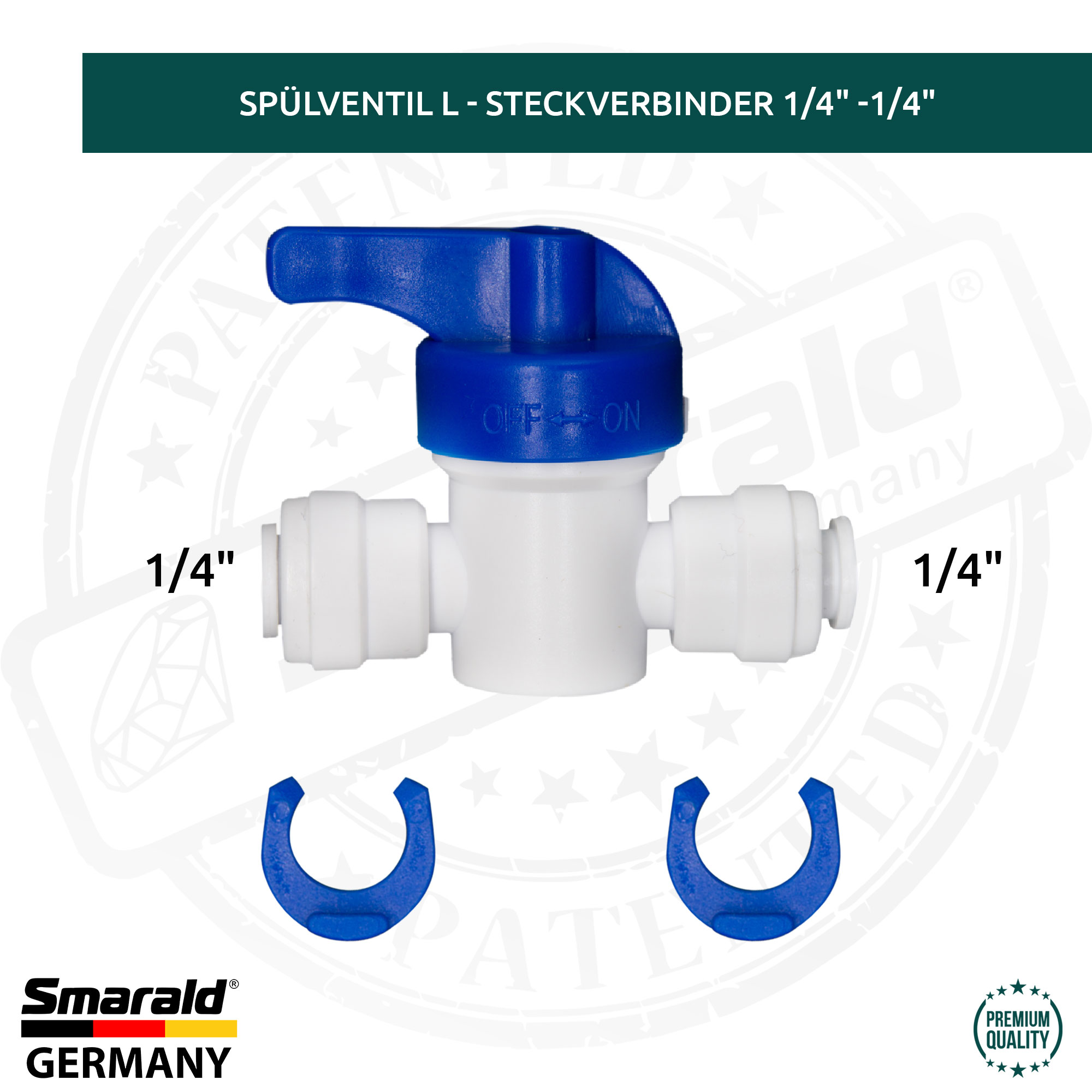 Absperrhahn / Spülventil mit Steckanschluss