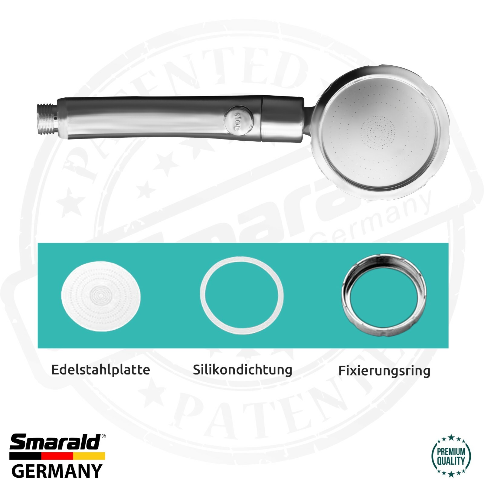 Multifunktions-Handbrause 360° mit Aquastop und Turbostrahl