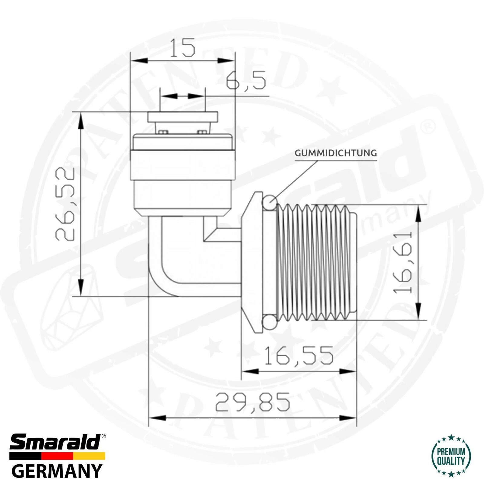 L-Steckverbinder 3/8" AG × 1/4" Schlauch mit O-Ring