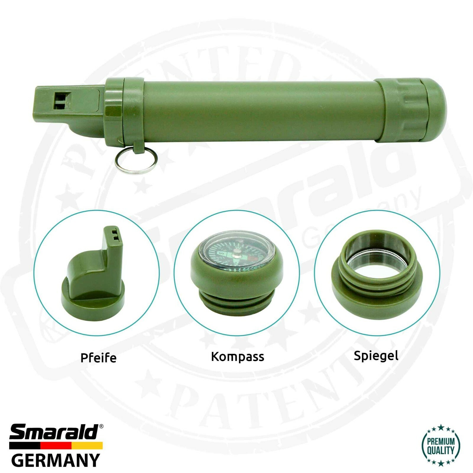 Outdoor-Wasserfilter Trinkhalm mit 0,1 µm Membran, Kompass und Pfeife