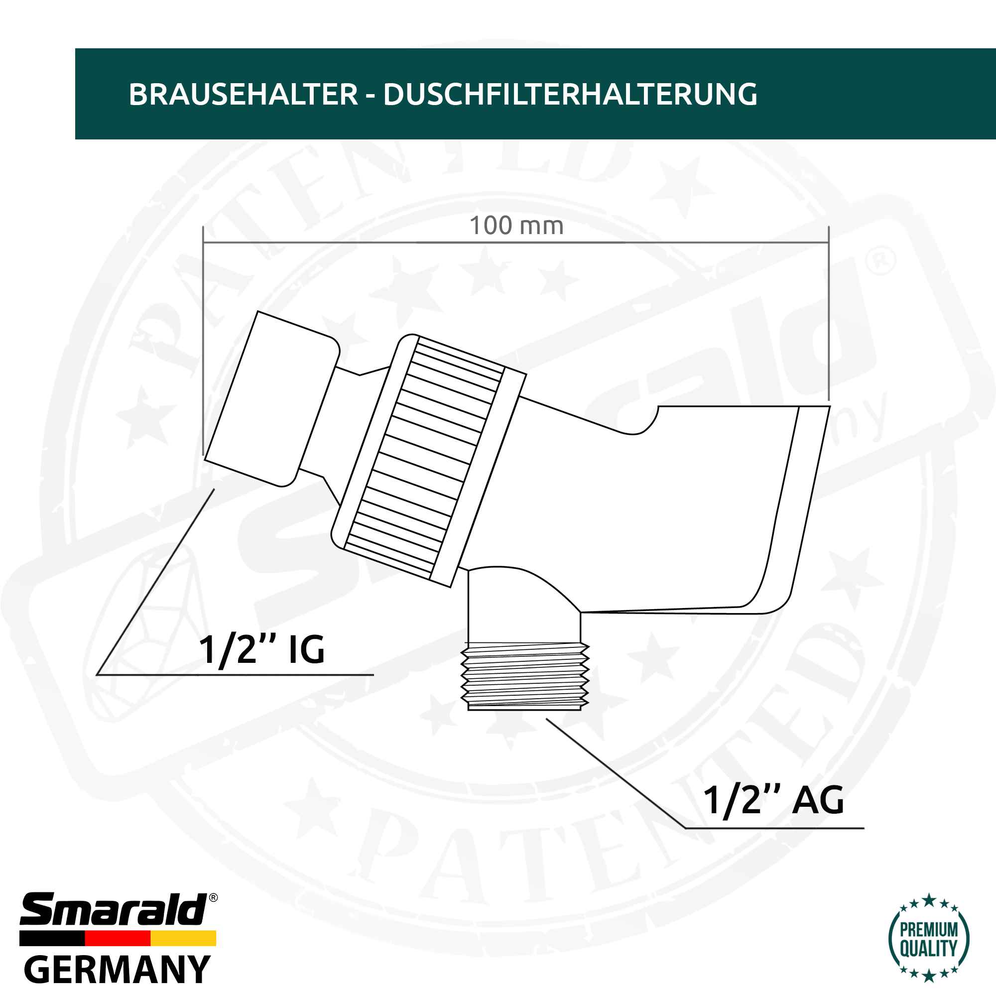 Duschkopfhalterung aktiv mit 2 Wasserleitungen von Smarald®