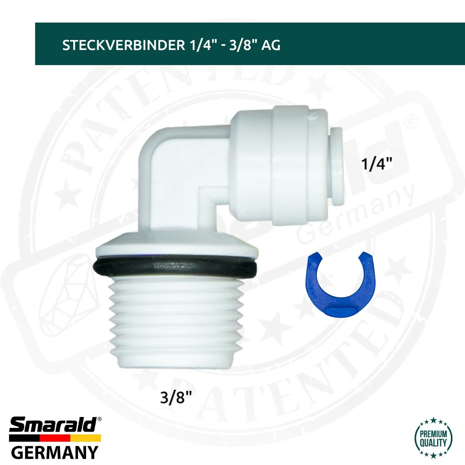 L-Steckverbinder 3/8" AG × 1/4" Schlauch mit O-Ring