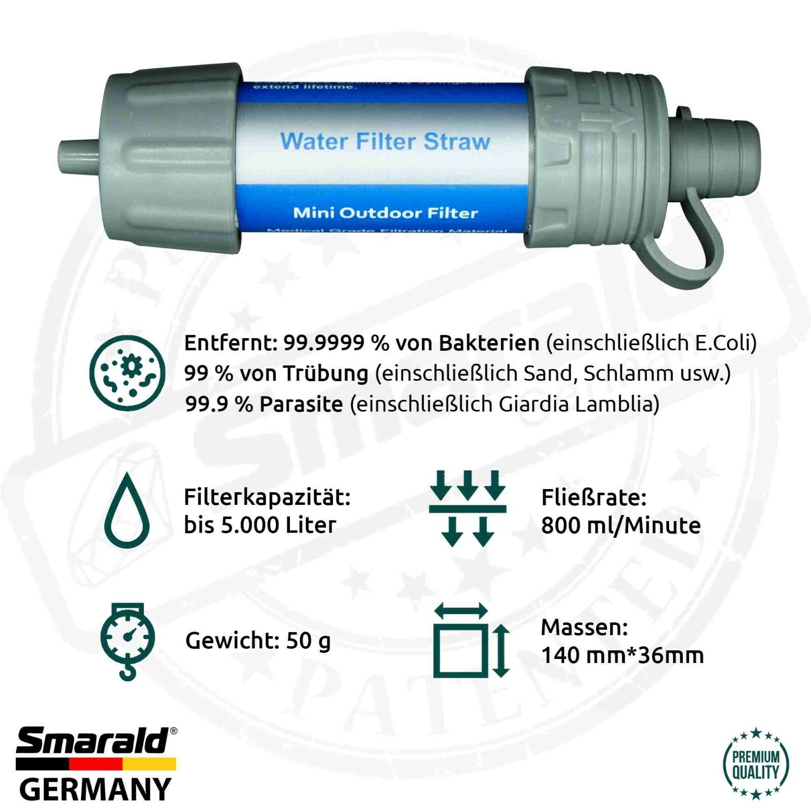 Outdoor-Wasserfilter mit 0,1 µm Hohlfasermembran
