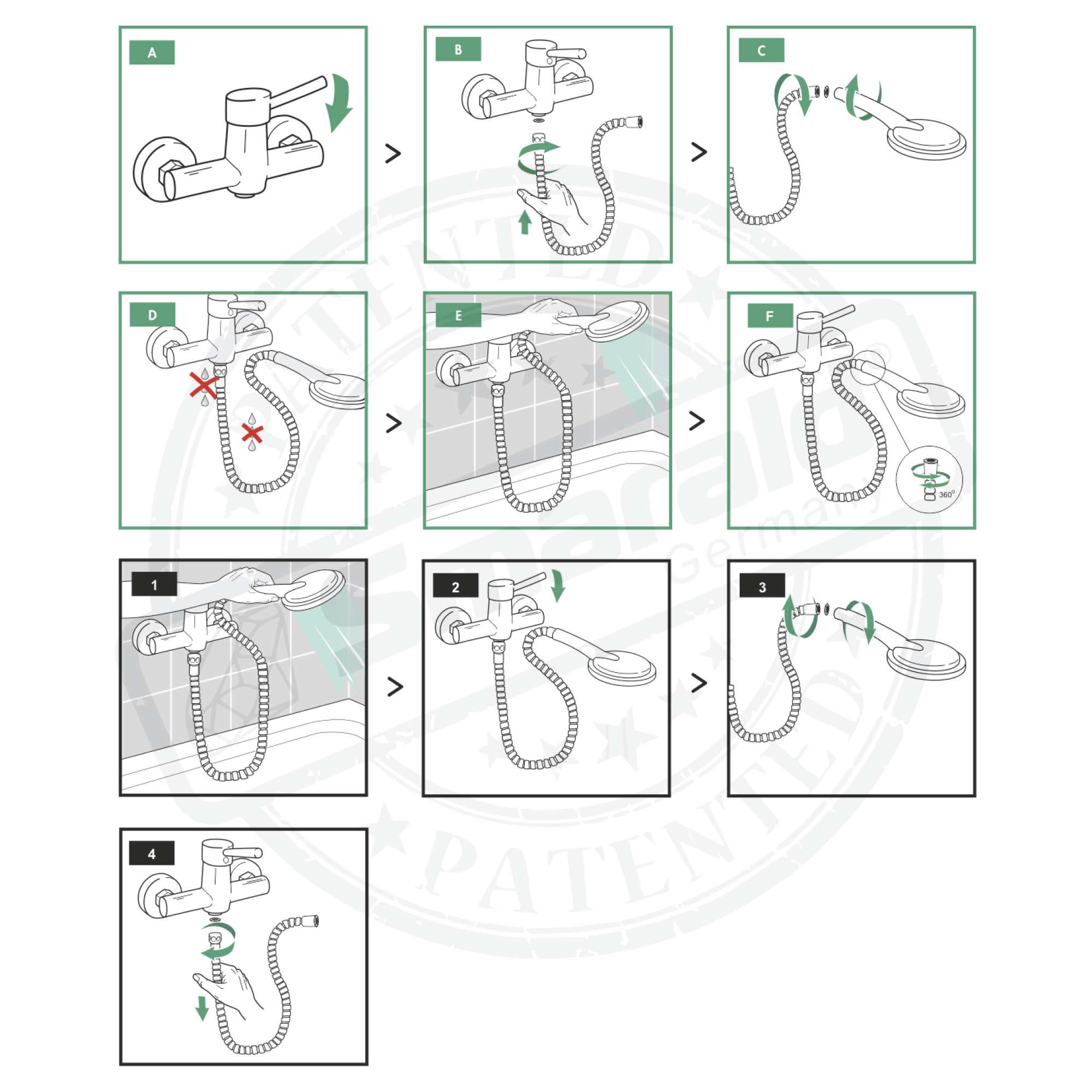 Duschschlauch 2 m. aus Edelstahl gepanzert Premium Qualität 1/2" (DN 15)