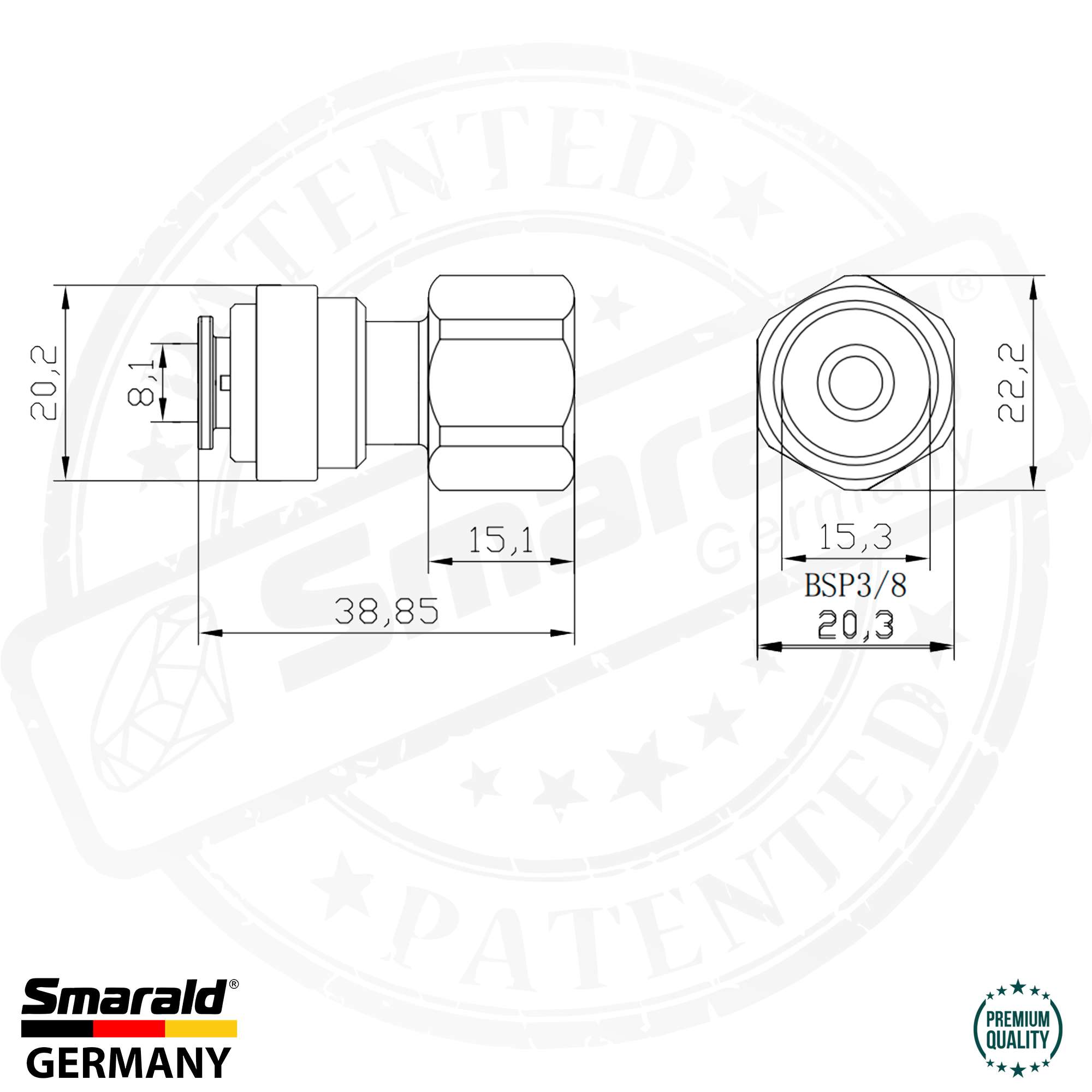 Conector recto con rosca interior