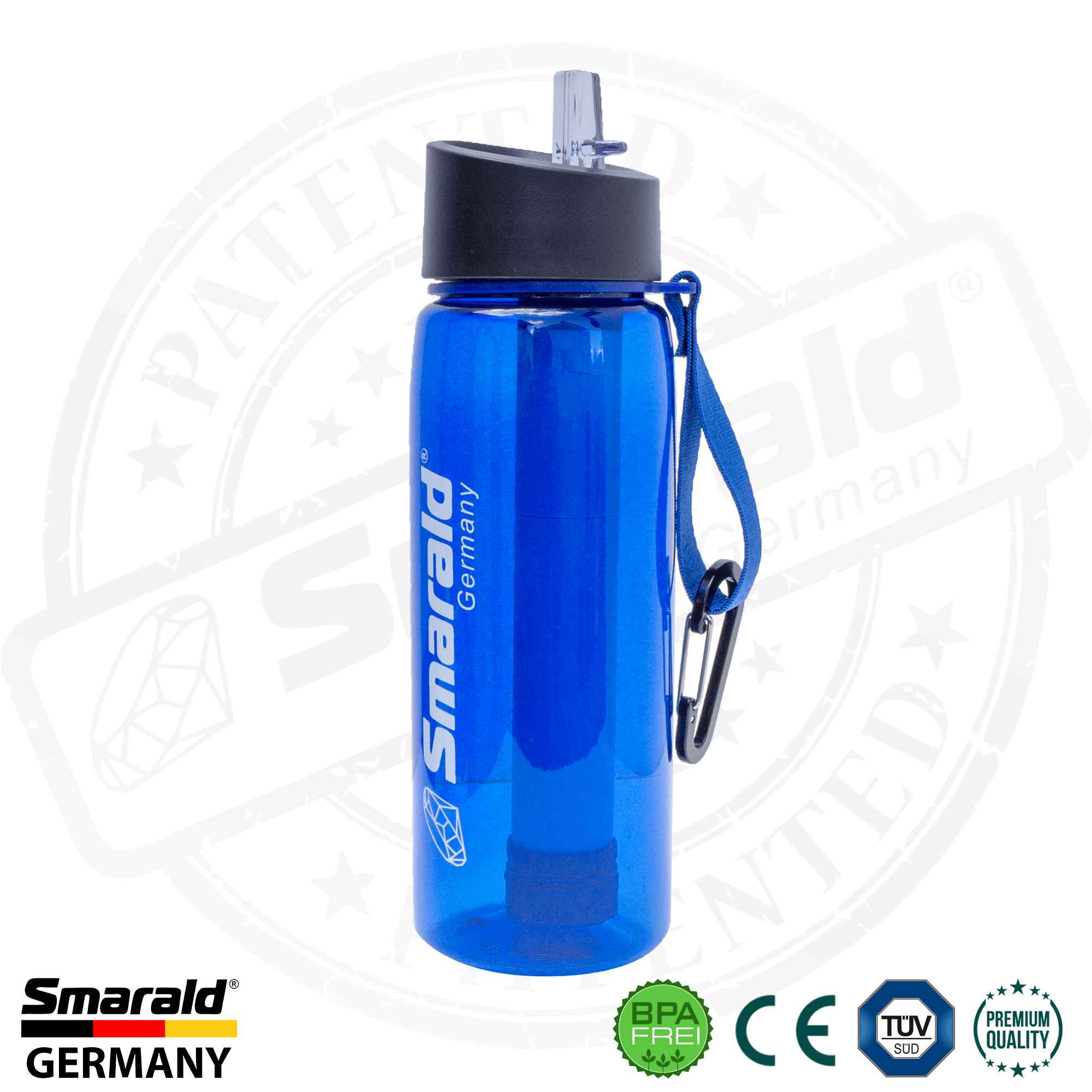 Outdoor-Trinkflasche mit 2-Stufen-Filter 0,1 µm – blau