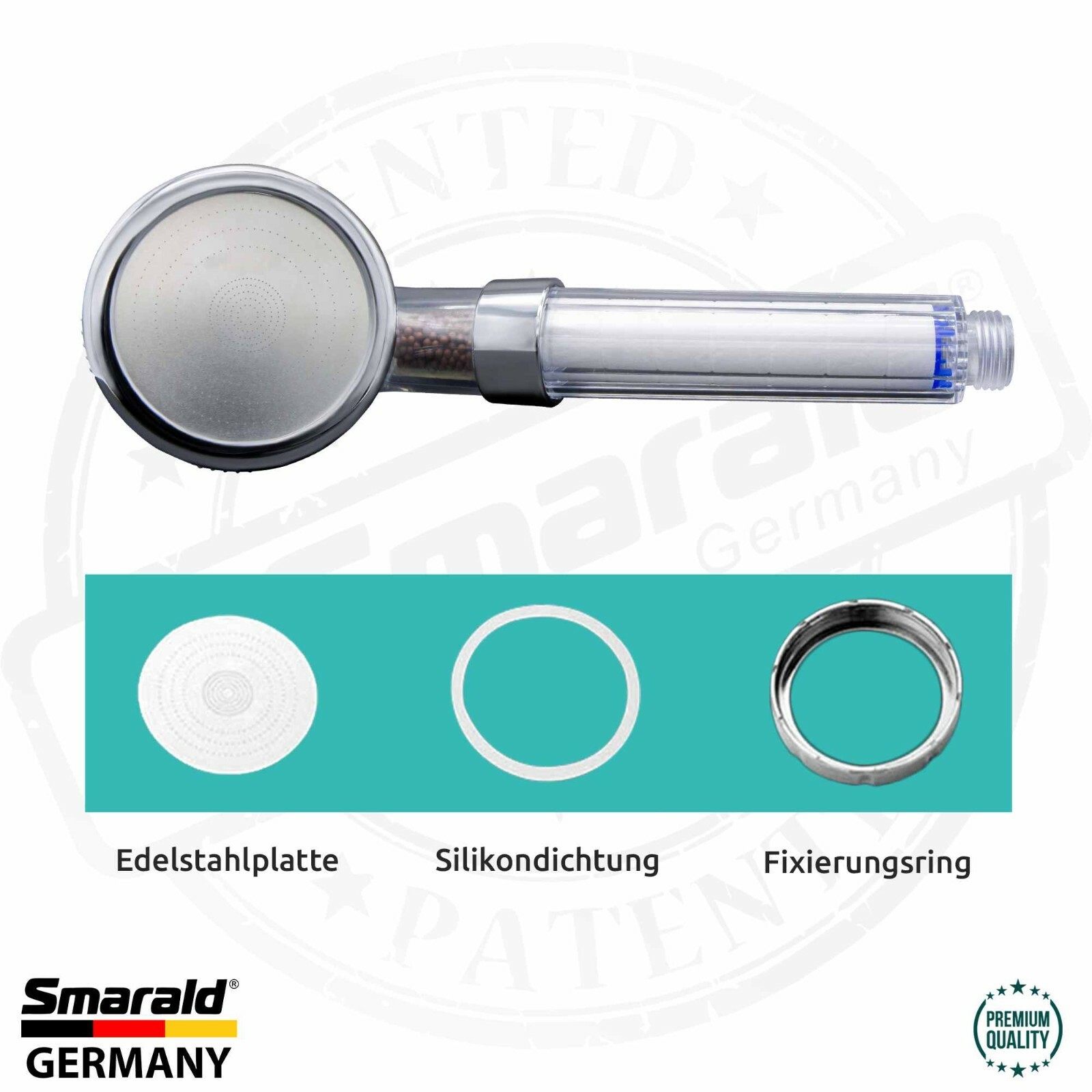 Filterbrause mit 2-Stufen-Filter und Edelstahl-Duschplatte