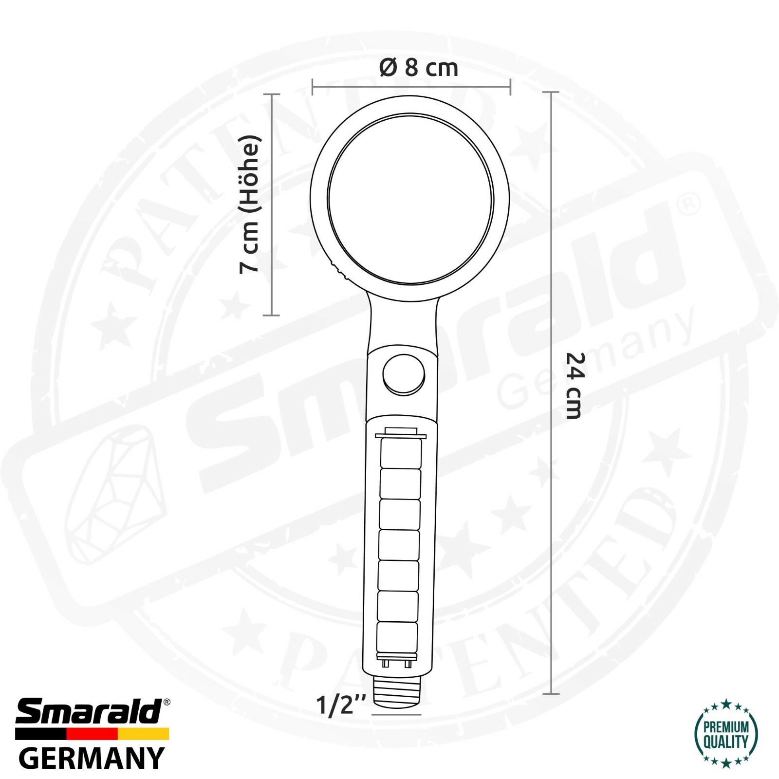 Filter shower head with Aquastop, turbo jet and replaceable filter