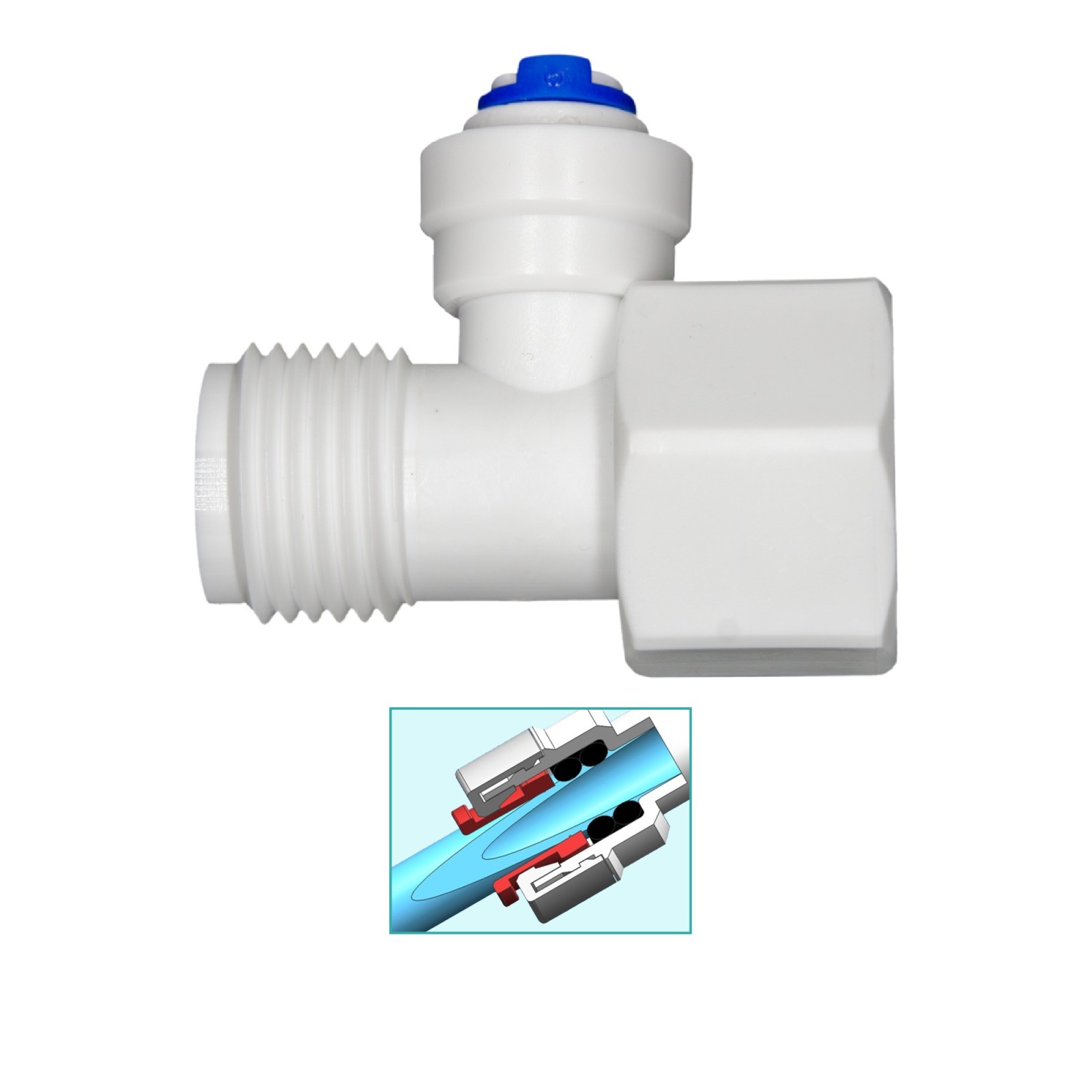 3-Wege-Adapter 1/2" mit Steckanschluss für Osmoseanlagen