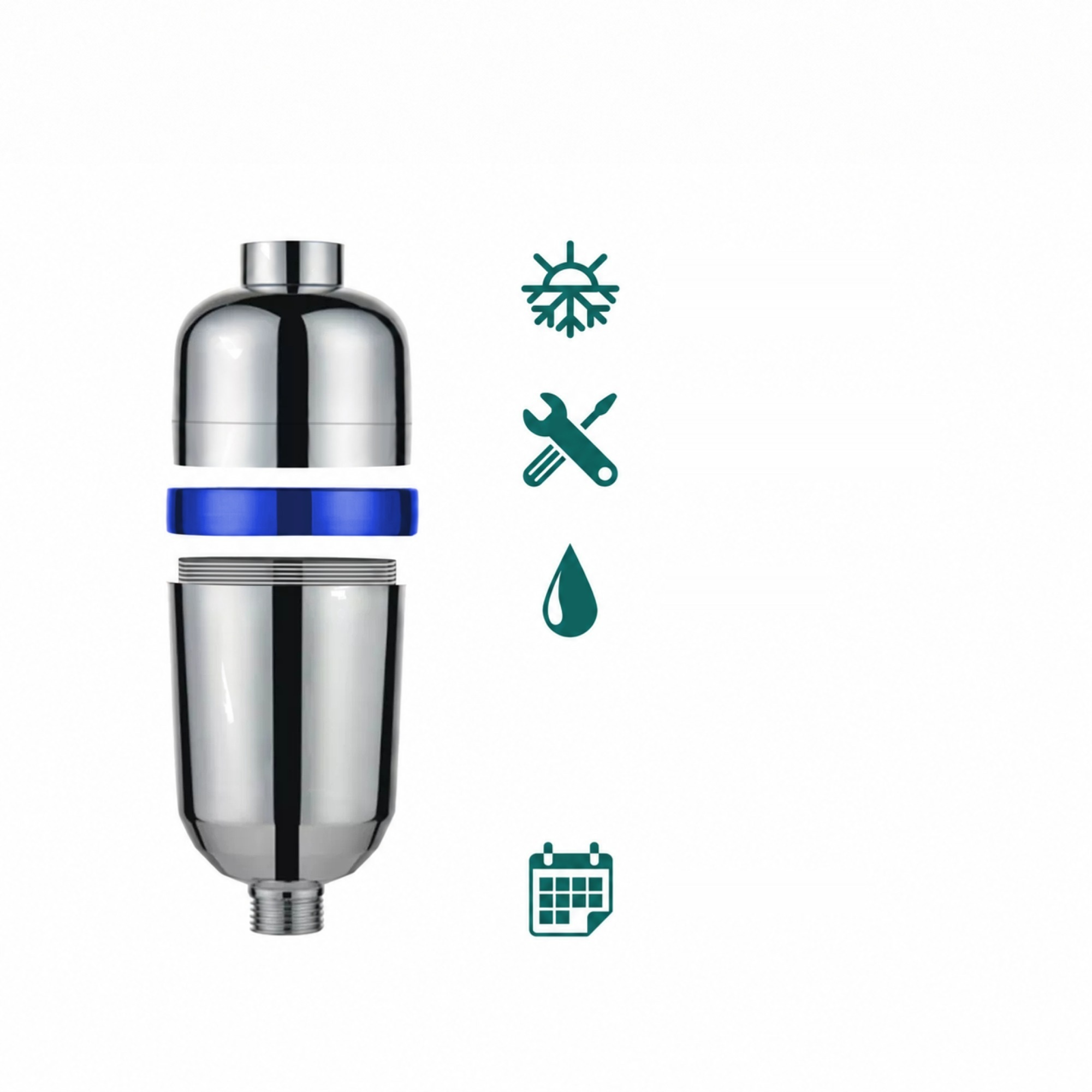 Smarald Anti-Kalk Bad- und Duschfilter DF-007 verchromt mit blauem Ring
