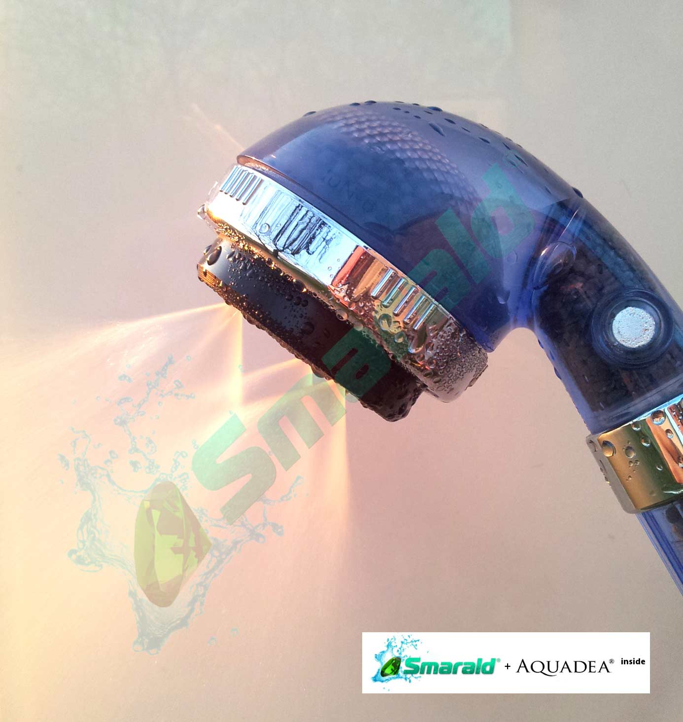Smarald® Wellness-Duschkopf mit Wirbelkammer, Bergkristall-Einsatz und Mineralfilter