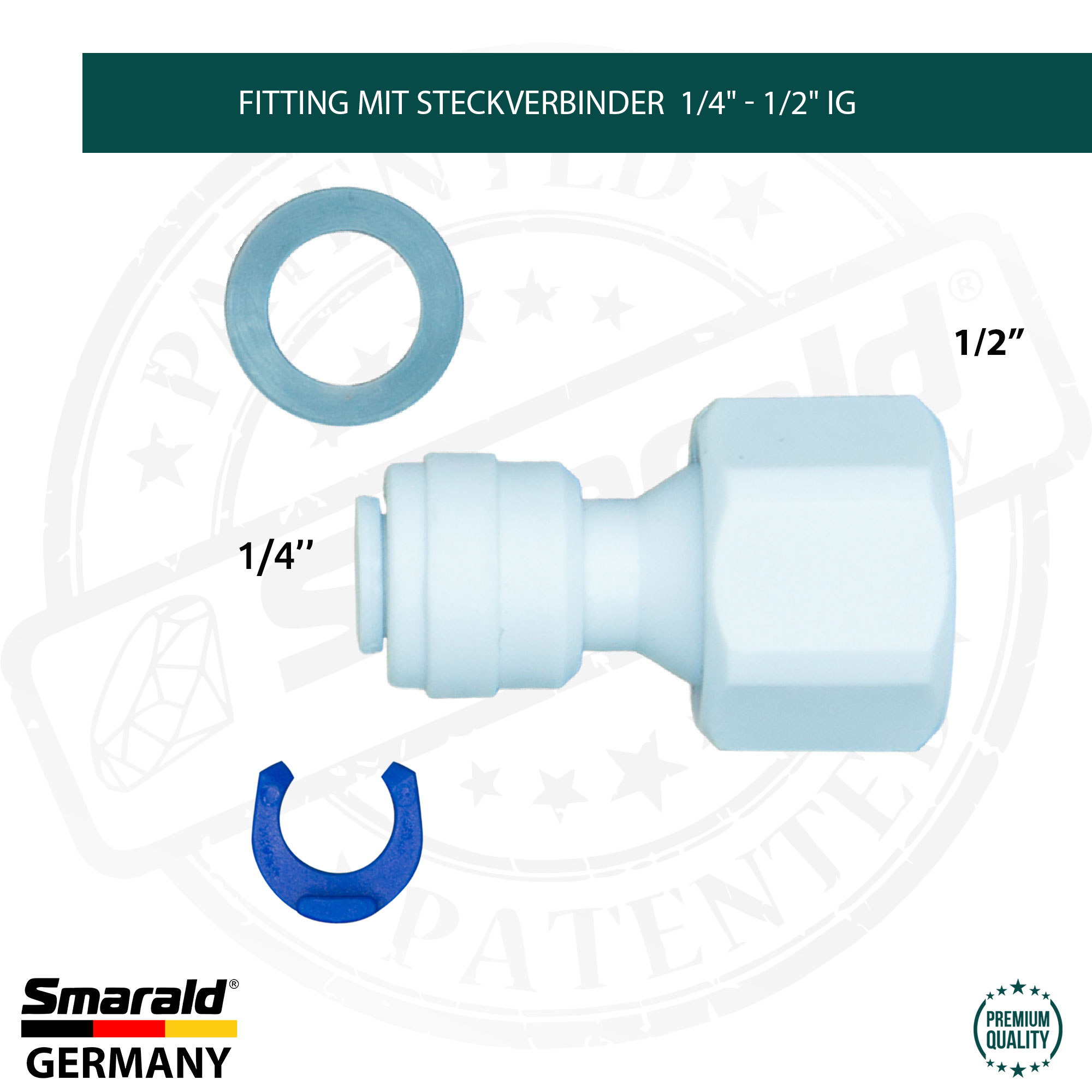 Steckverbinder Schlauch 1/4" Quick&Easy x 1/2" IG für Umkehrosmose Wasserfilter Aquarium