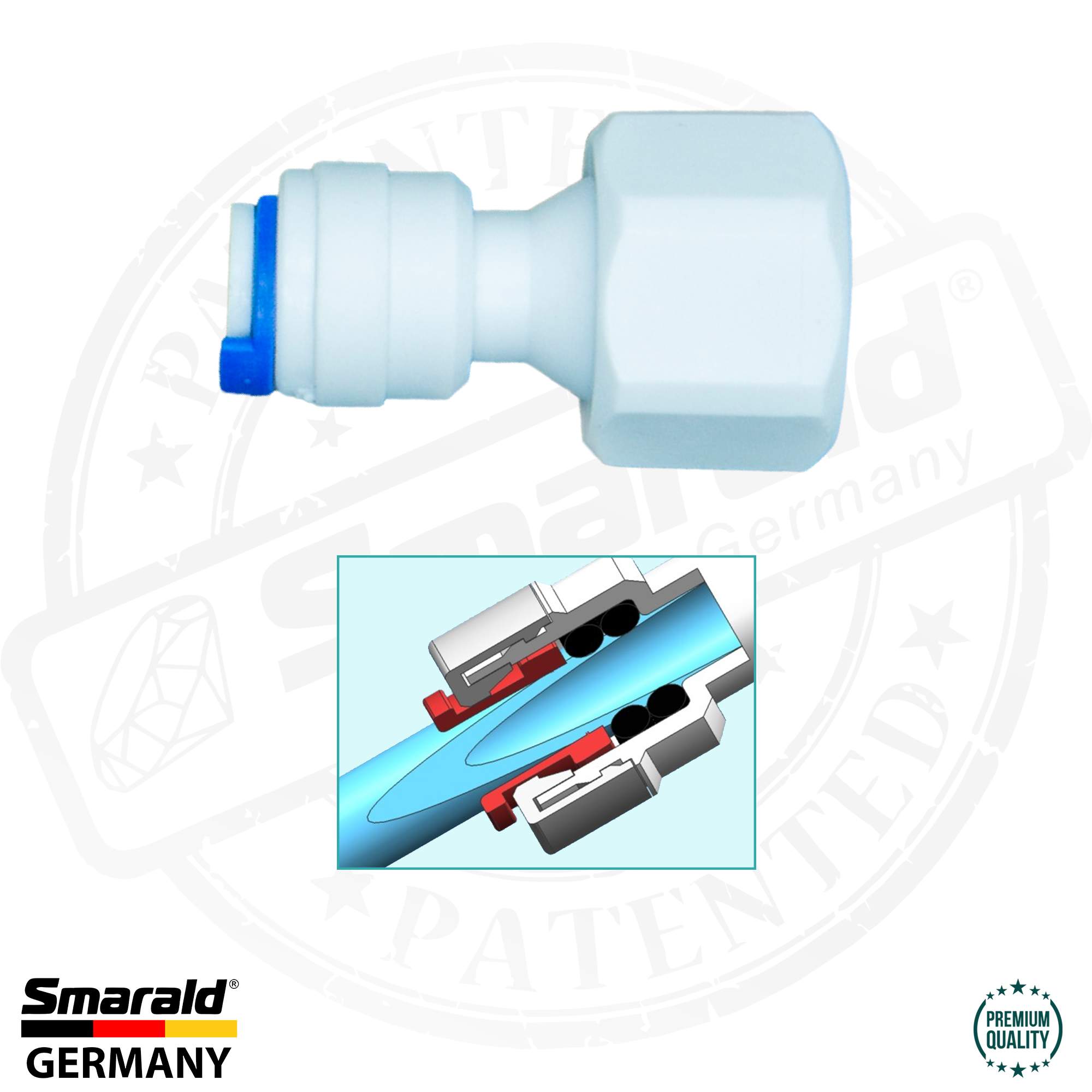 Steckverbinder Schlauch 1/4" Quick&Easy x 1/2" IG für Umkehrosmose Wasserfilter Aquarium