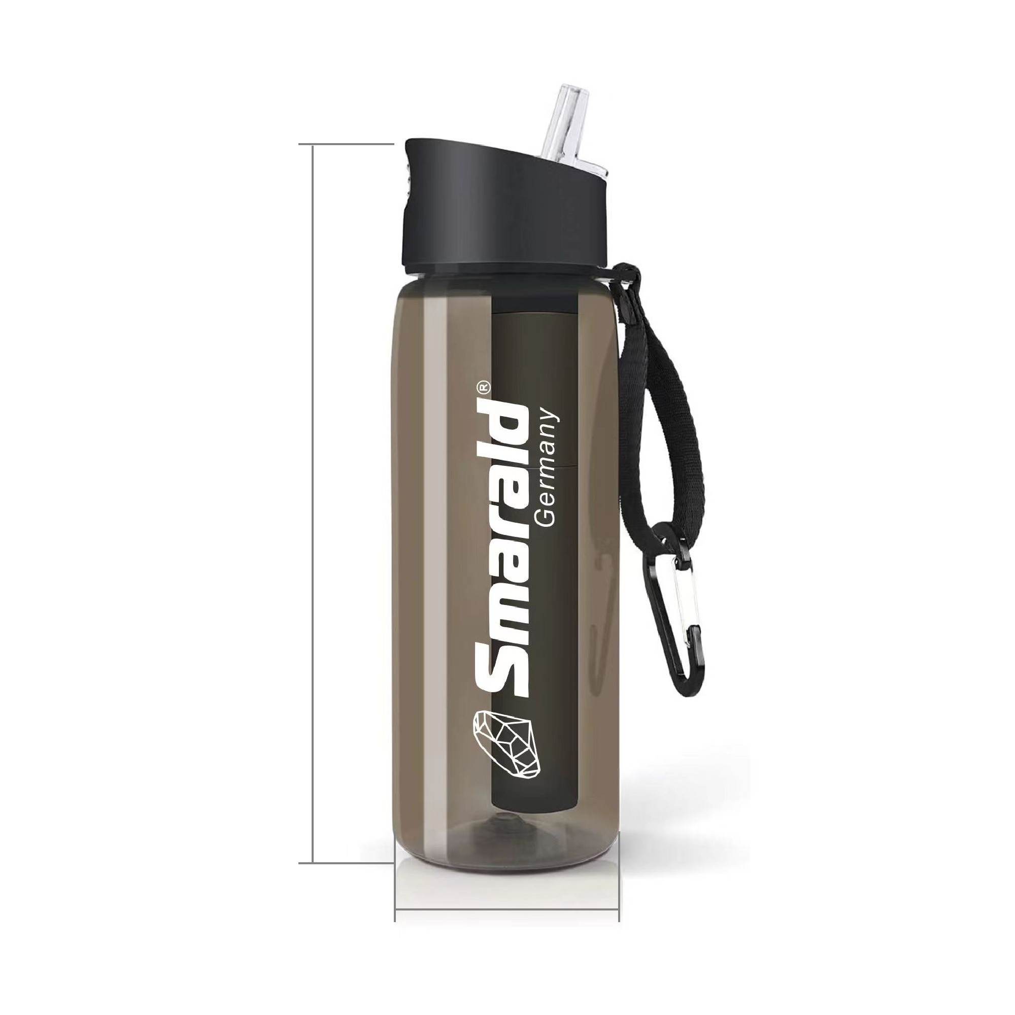 Outdoor-Trinkflasche mit 2-Stufen-Filter 0,1 µm – braun