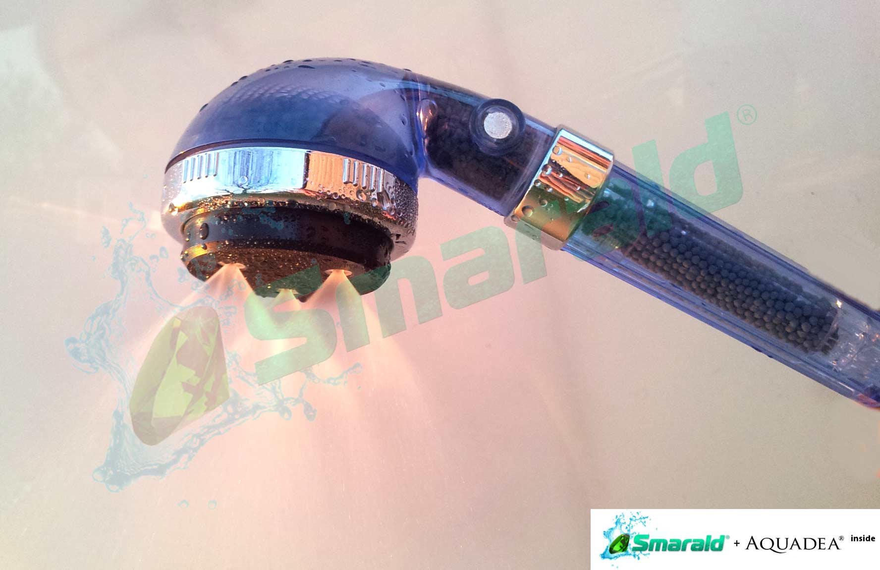 Smarald® Wellness-Duschkopf mit Wirbelkammer, Bergkristall-Einsatz und Mineralfilter