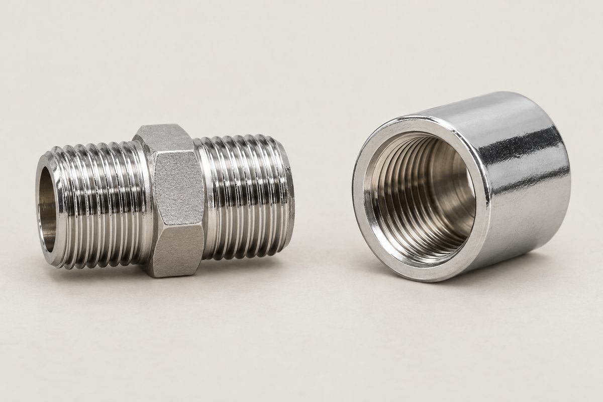 Links Außengewinde (AG), rechts Innengewinde (IG)