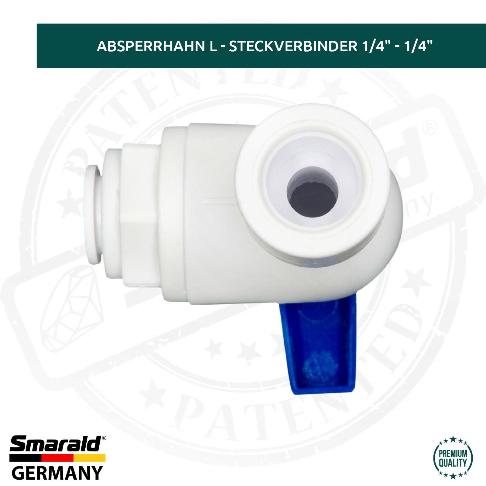 L-Absperrhahn / Spülventil 90° mit Steckanschluss