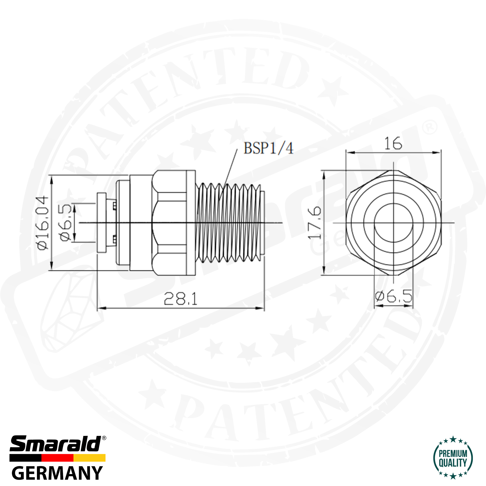 Straight connector with external thread