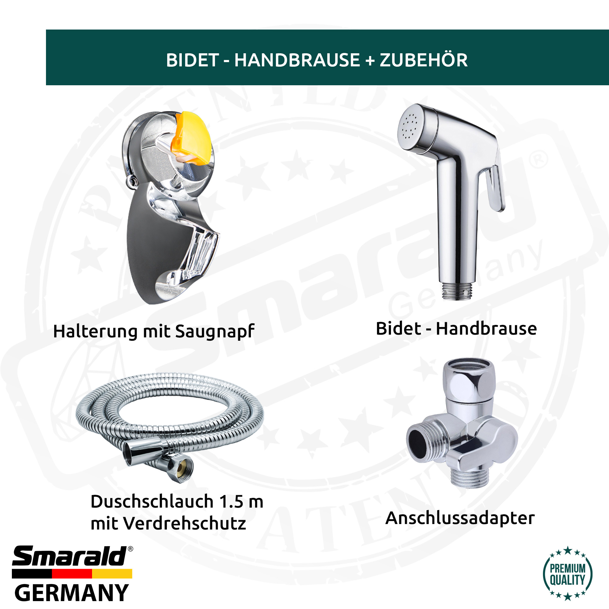 Bidet-Handbrause mit Hebel, Halter & Schlauch – Set