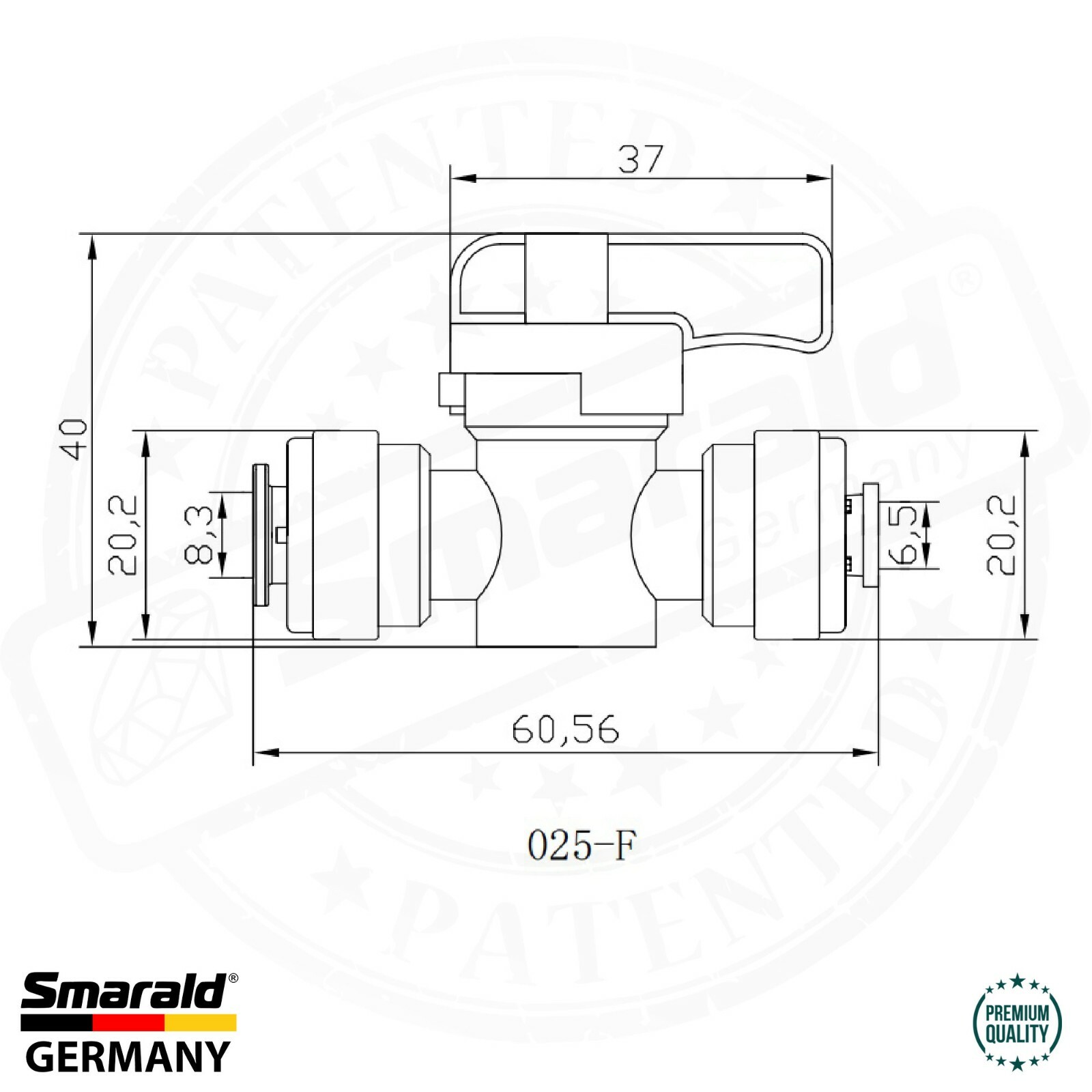 Shut-off valve / Flush valve with push-fit connection