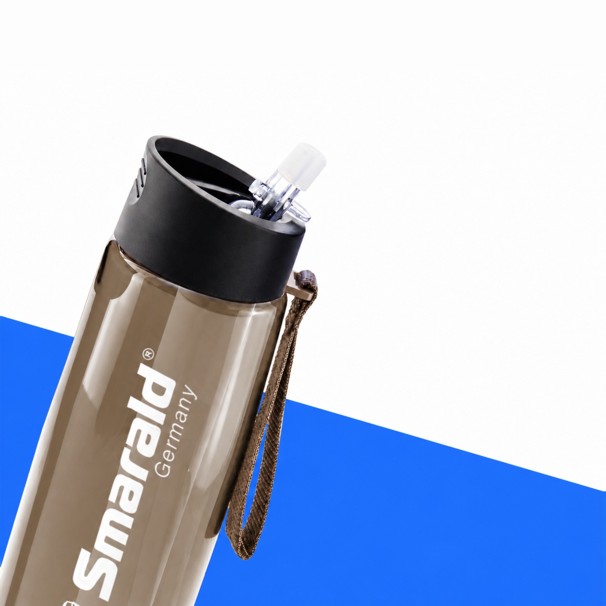 Outdoor-Trinkflasche mit 2-Stufen-Filter 0,1 µm – braun