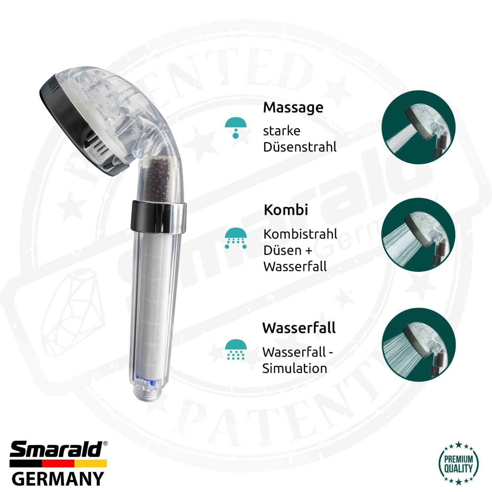 Filterbrause mit 2-Stufen-Filter und Edelstahl-Duschplatte