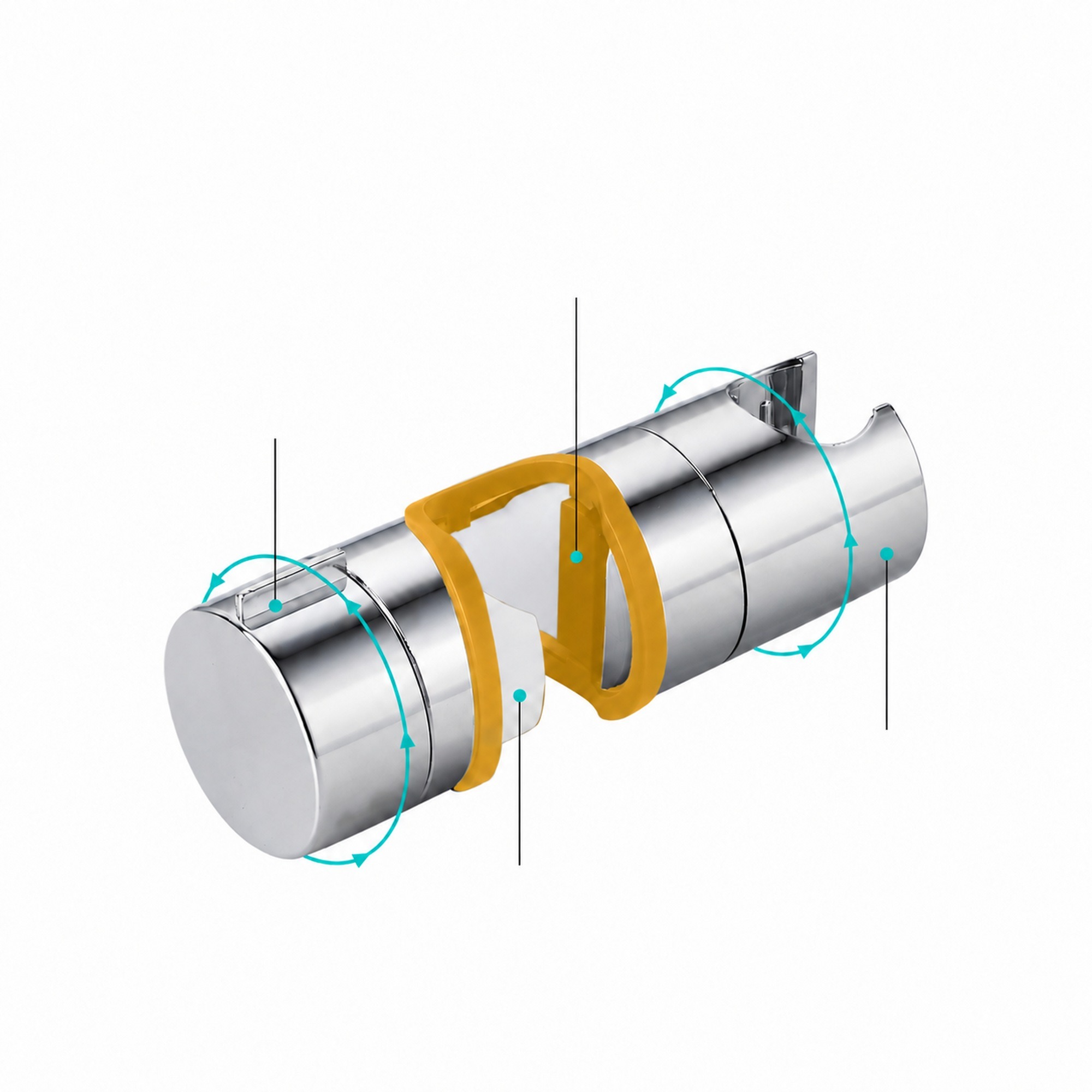 Suport reglabil pentru para de duș cu prindere pe bară (18–25 mm)