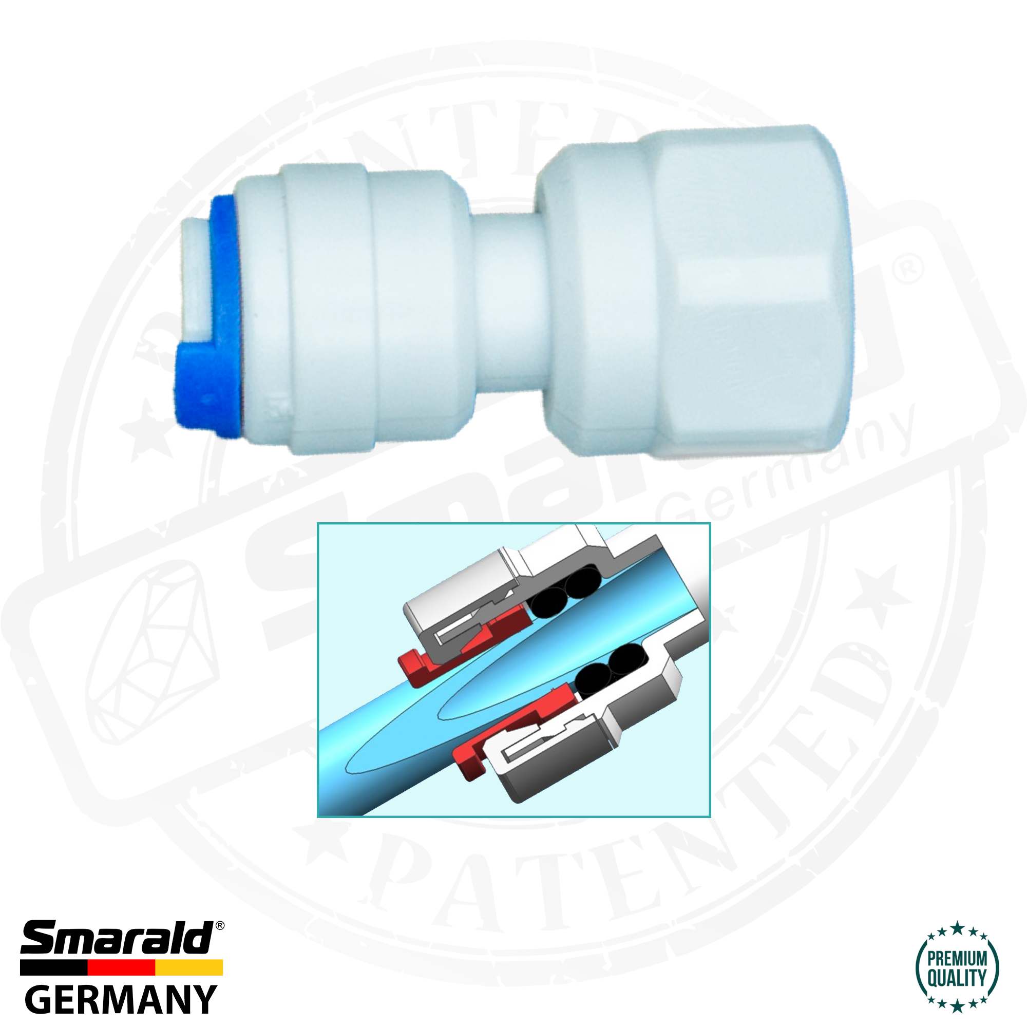 Straight connector with internal thread