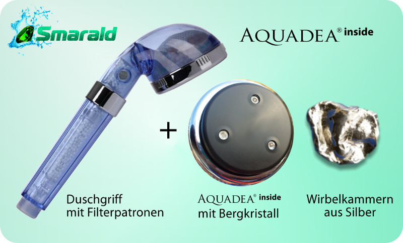 Smarald® Wellness-Duschkopf mit Wirbelkammer, Bergkristall-Einsatz und Mineralfilter