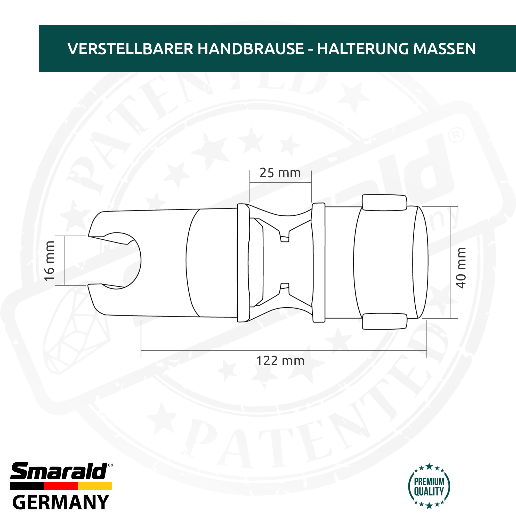Verstellbare Handbrausehalterung für die Stange (18–25 mm)