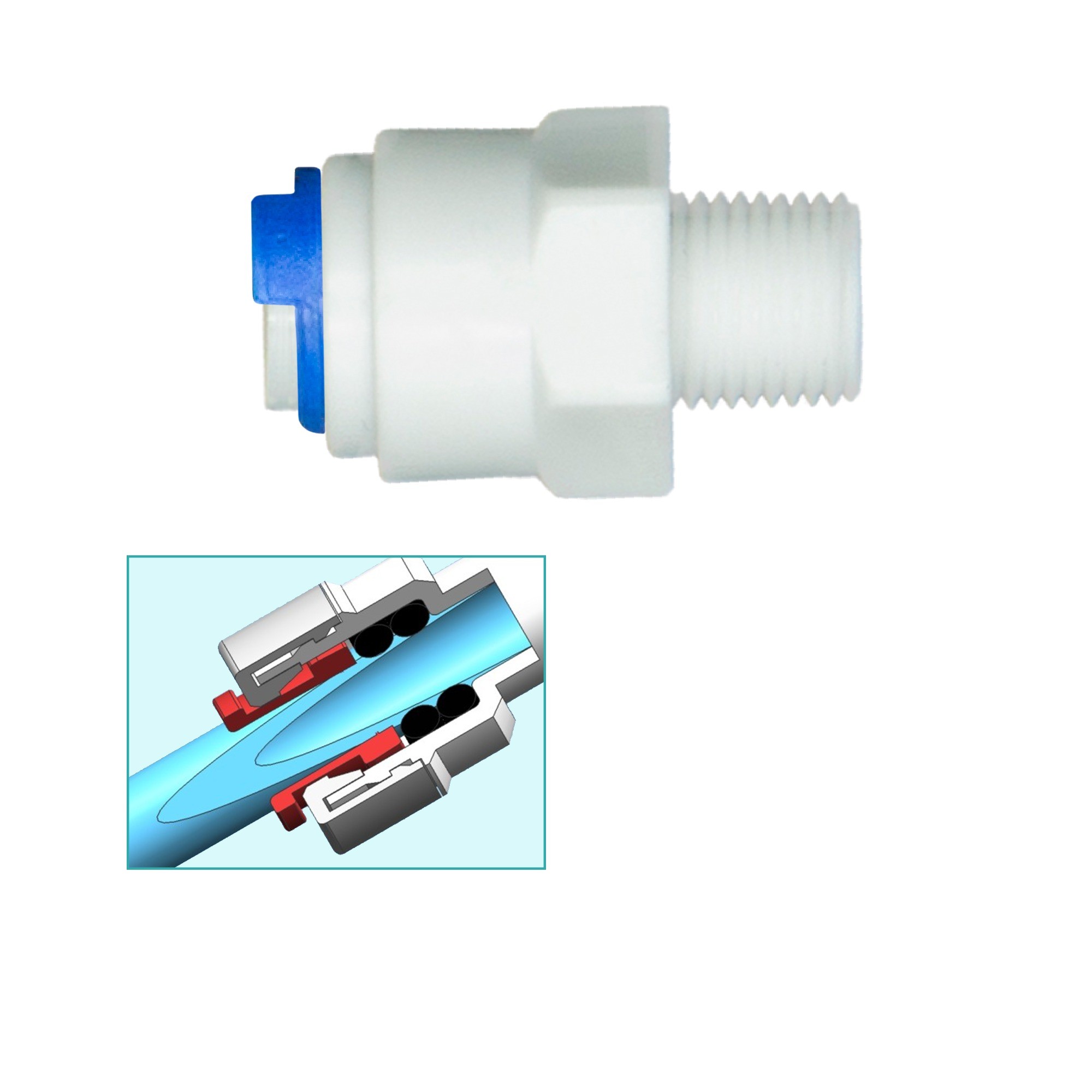 Straight connector with external thread