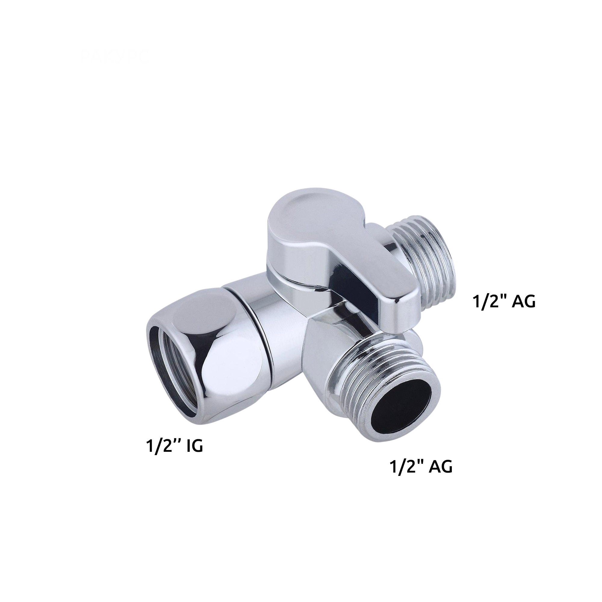 Dusch-Umschaltventil 3-Wege 1/2" IG/AG – Wasserverteiler für Handbrause & WC-Dusche