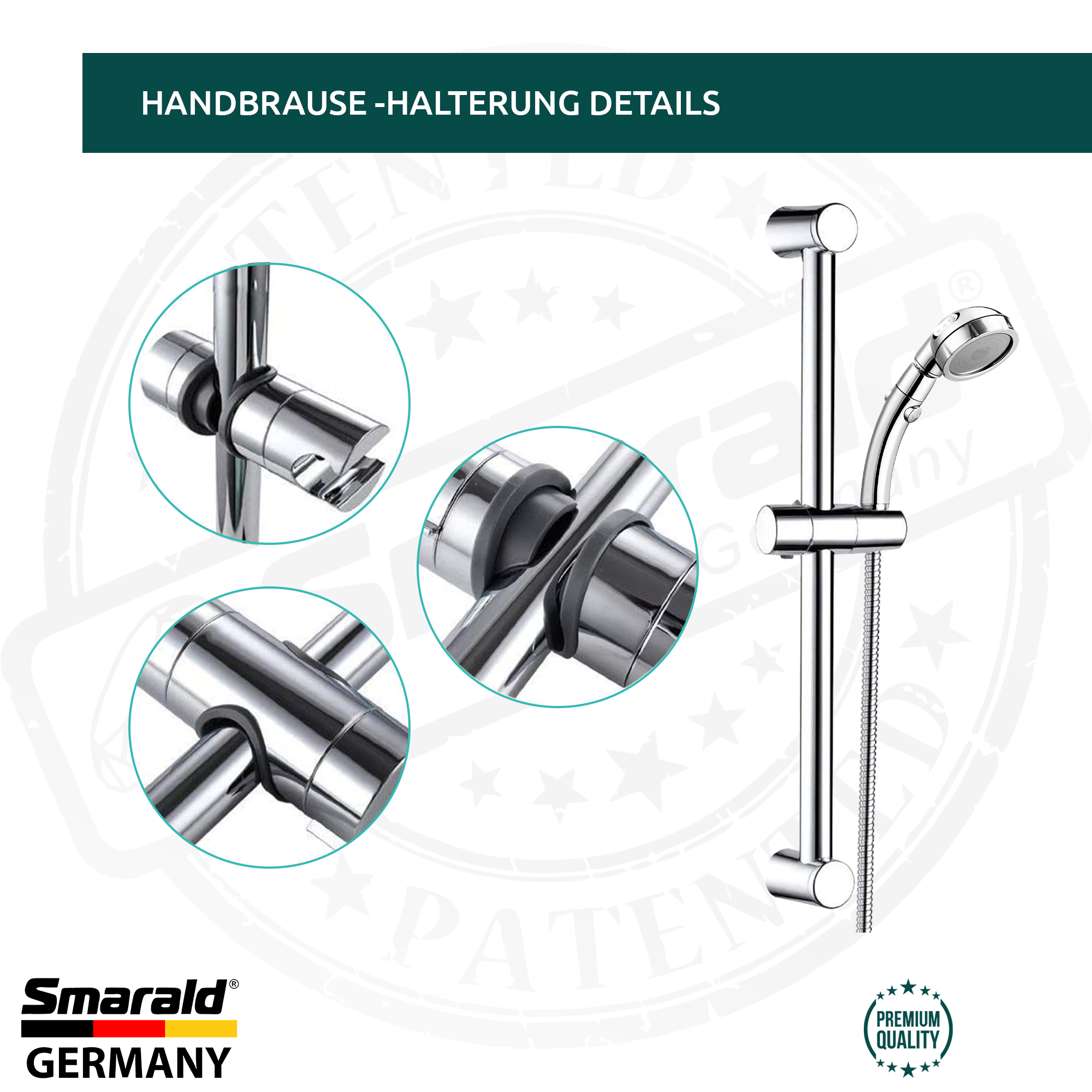 Verstellbare Handbrausehalterung für die Stange (18–25 mm)