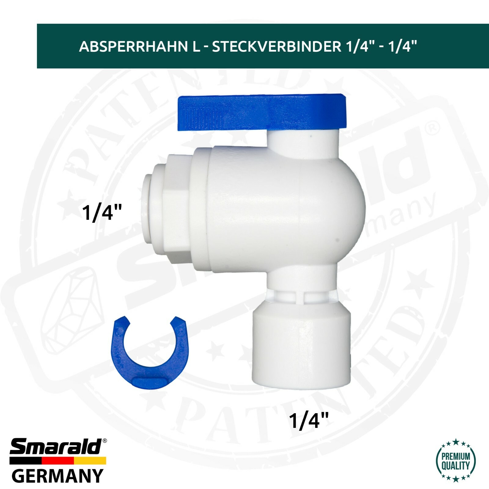 L-Absperrhahn / Spülventil 90° mit Steckanschluss
