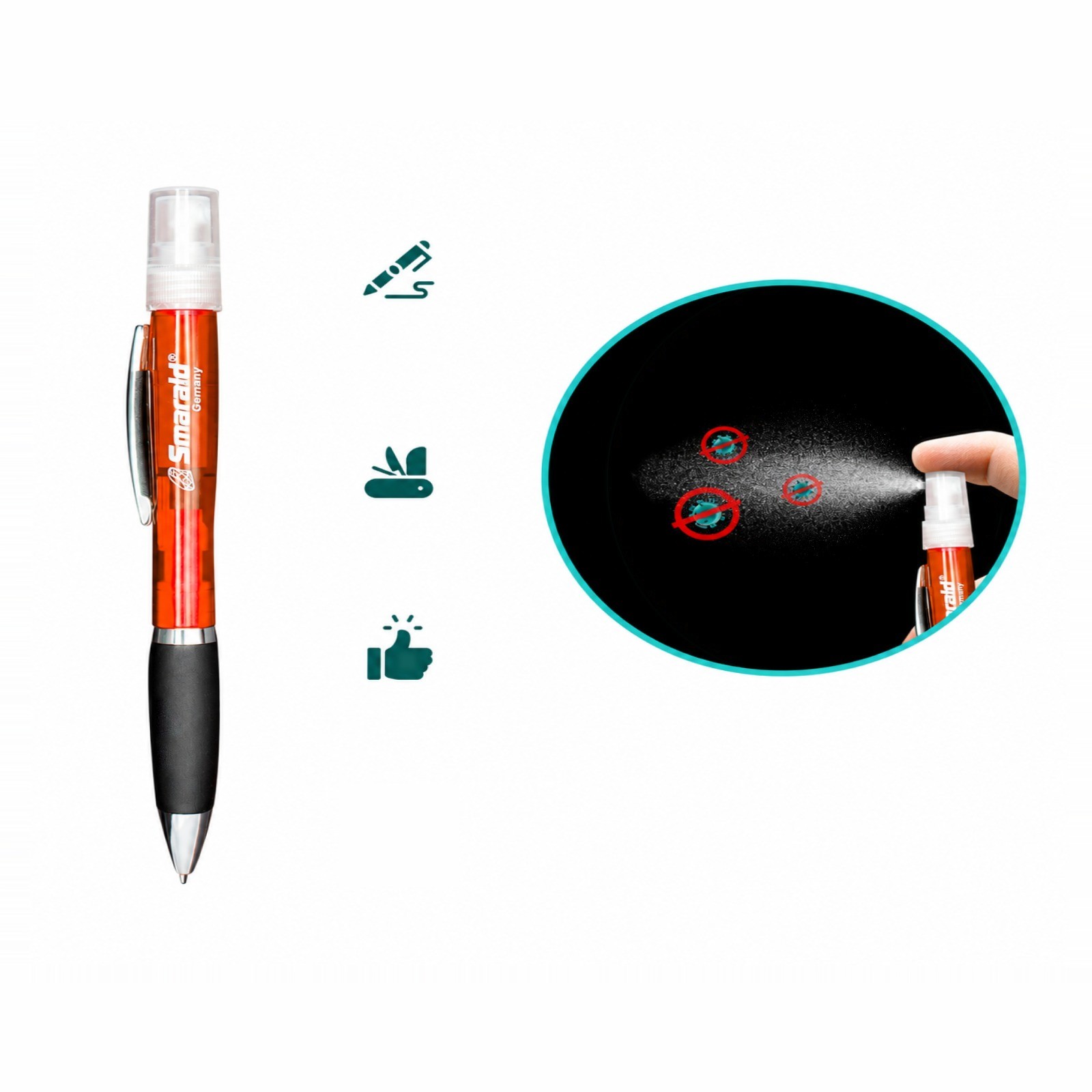 2-in-1 ballpoint pen with spray function (5 ml, empty)
