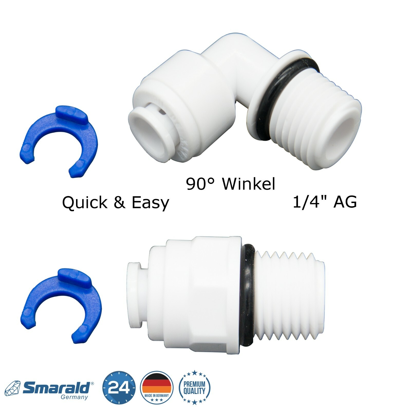Gewinde-Fittings 1/4" AG × Quick&Easy 6,5 mm – 2er-Set