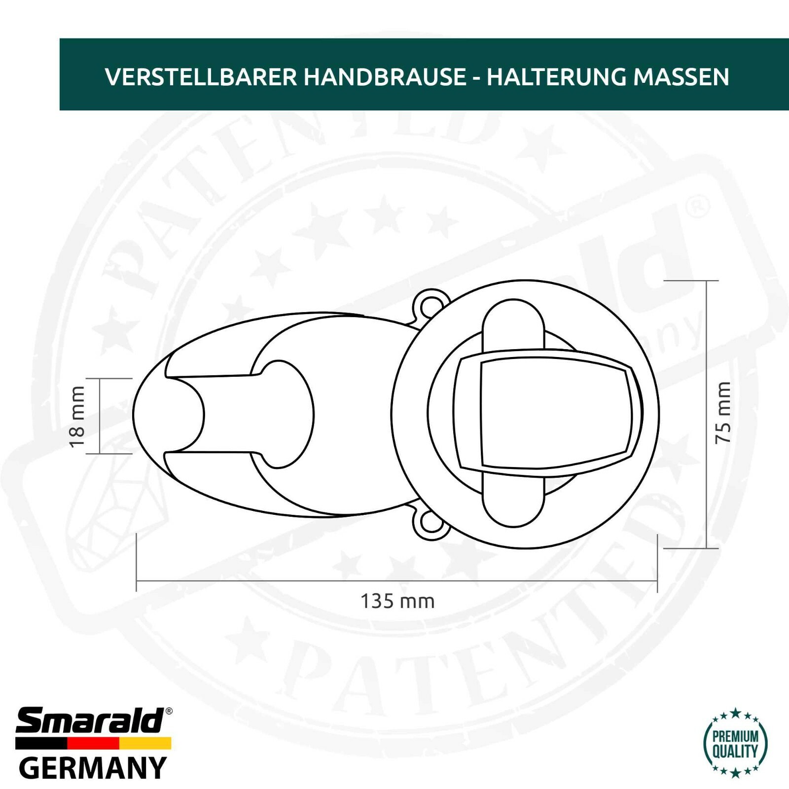 Duschkopf Halterung verstellbar Handbrausehalterung mit Saugnapf für die Wand