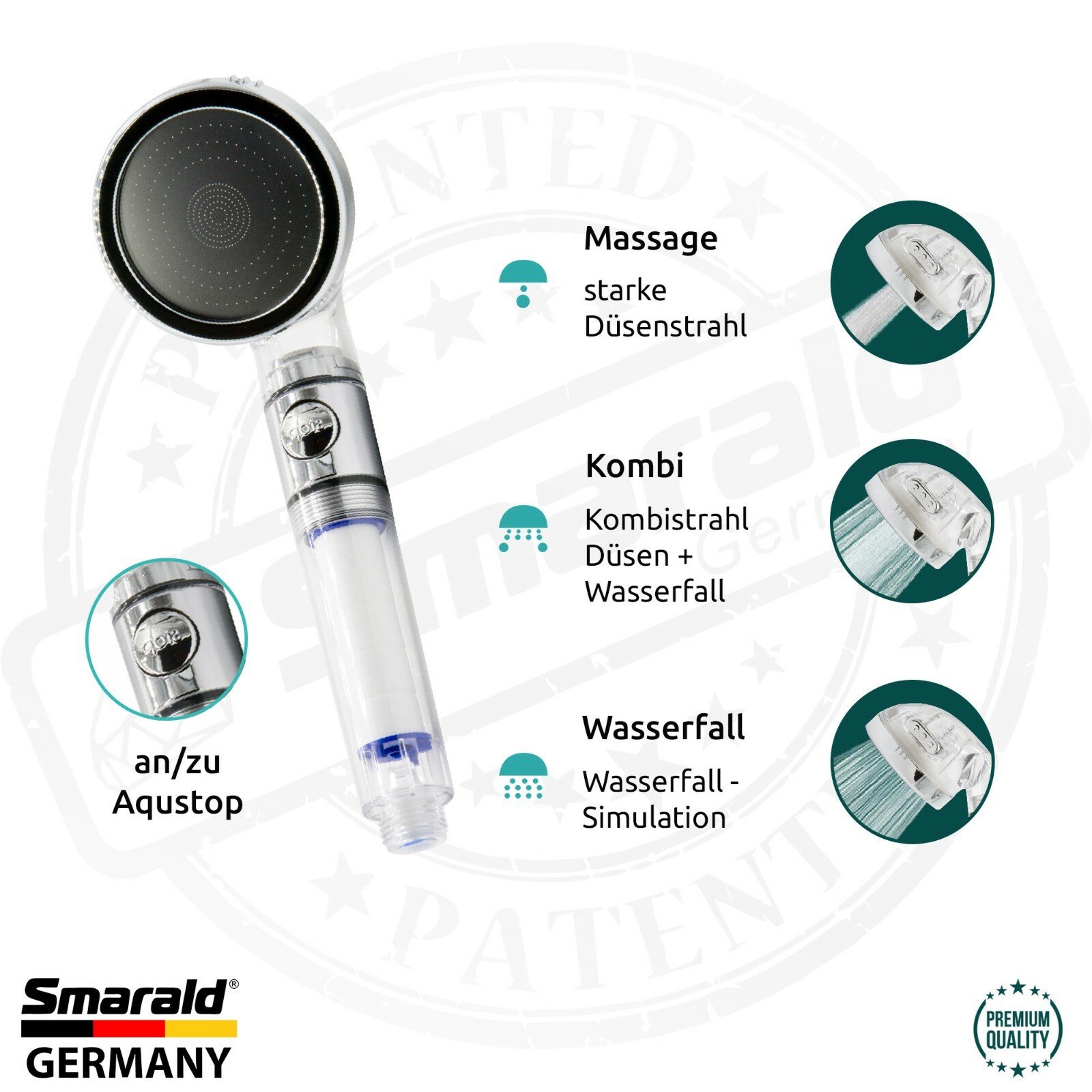 Filterbrause mit Aquastop, Turbostrahl und austauschbarem Filter