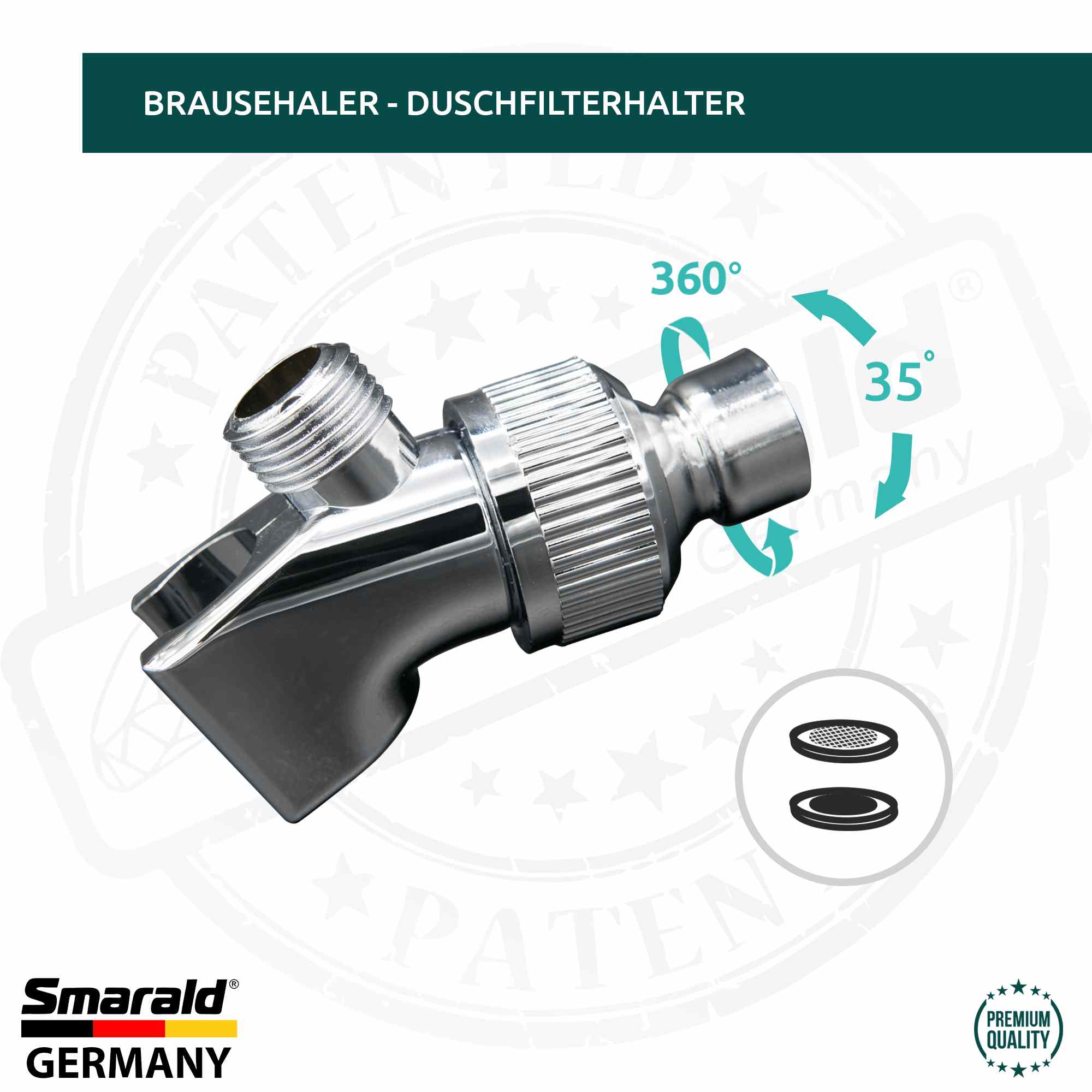 Duschkopfhalterung aktiv mit 2 Wasserleitungen von Smarald®