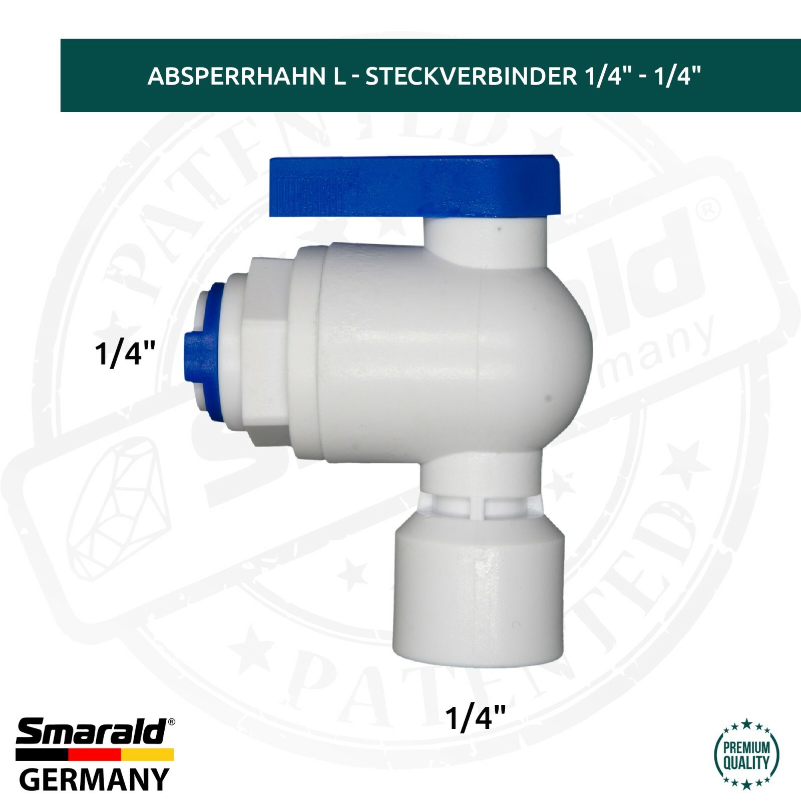 L-Absperrhahn / Spülventil 90° mit Steckanschluss