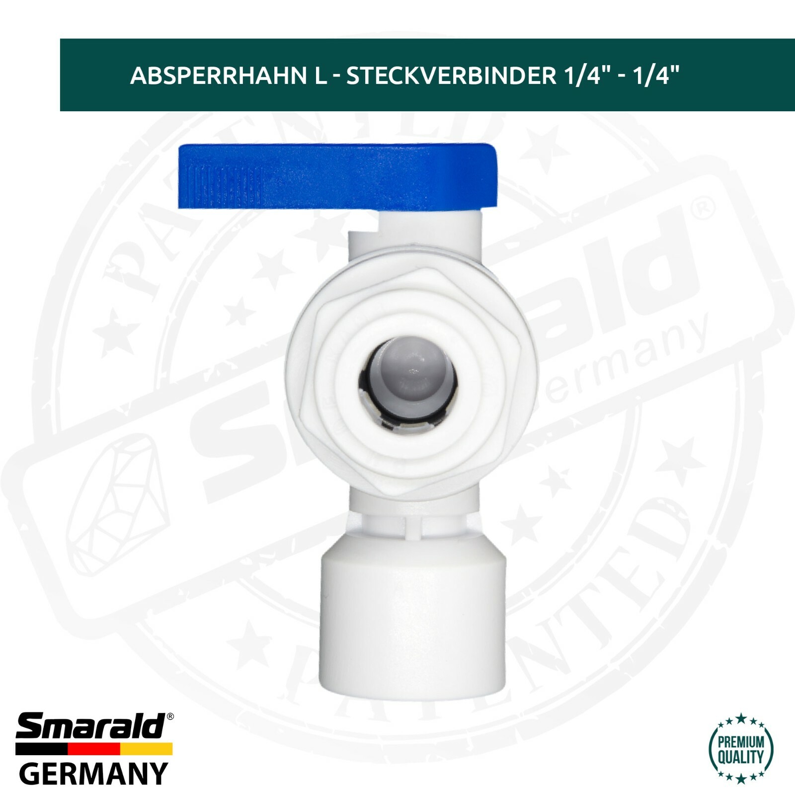 L-Absperrhahn / Spülventil 90° mit Steckanschluss