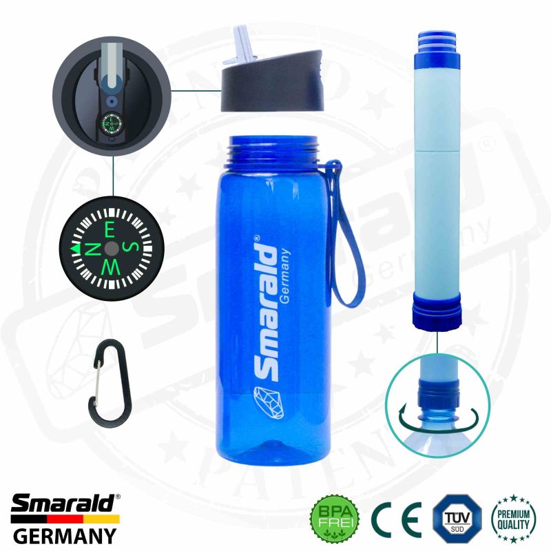 Outdoor-Trinkflasche mit 2-Stufen-Filter 0,1 µm